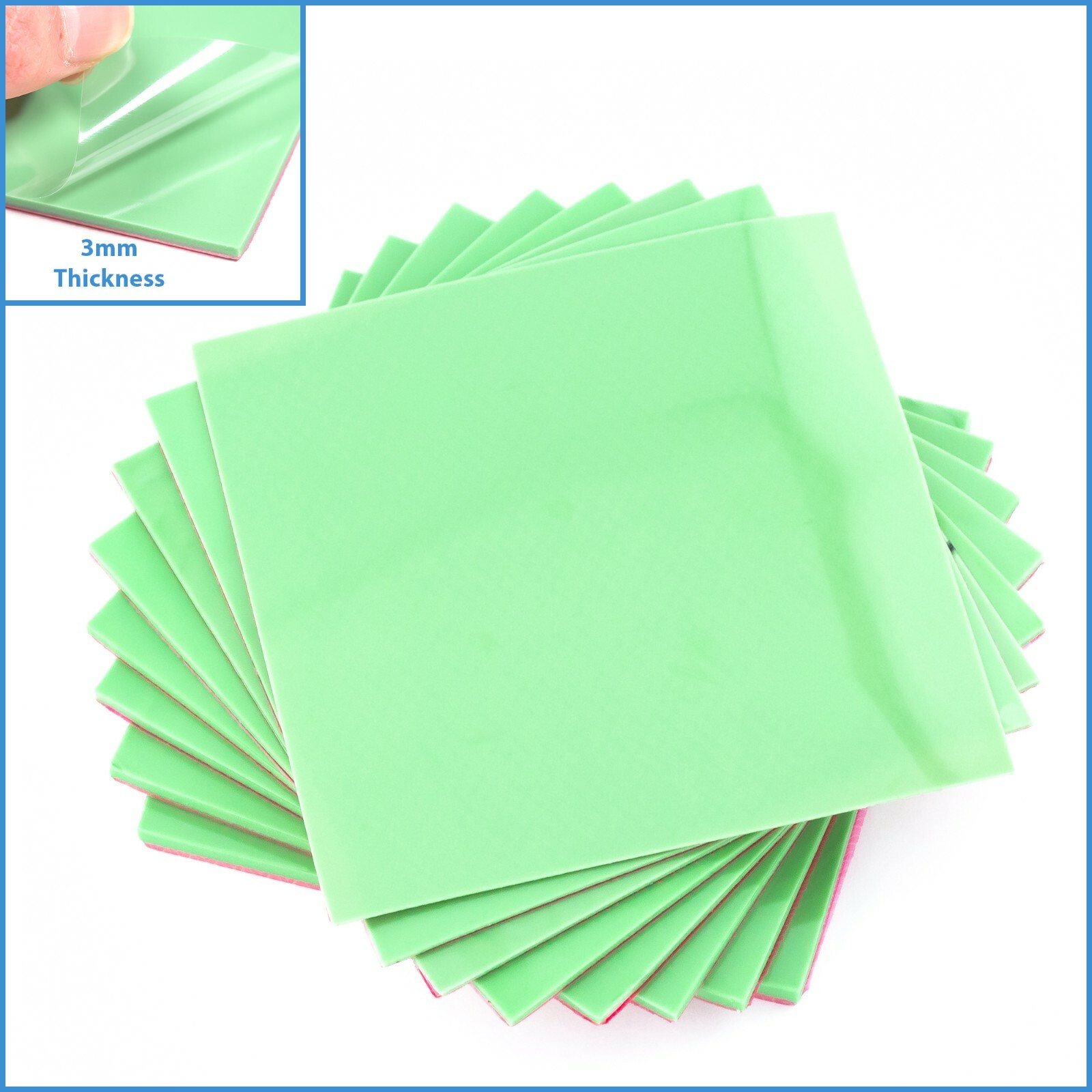1pc Green 100x 100x 3mm Silicone Thermal Pad Sheet Computer CPU VGA Heatsink