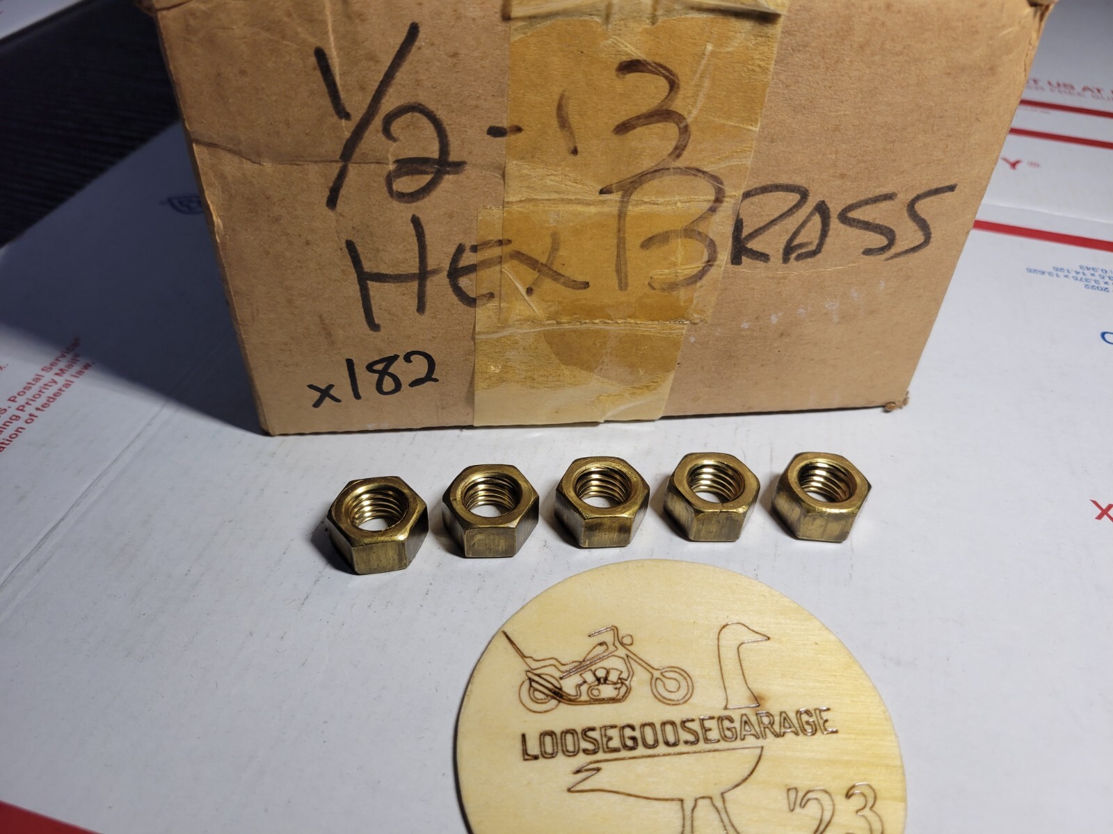 (10) 1/2-13 Brass Hex Nuts Lot Ten Coarse Thread Lot New