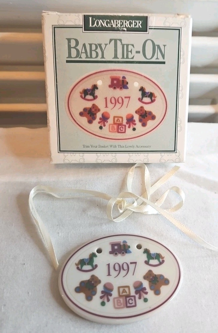 1997 BABY TIE ON MIB Longaberger Basket Accessory