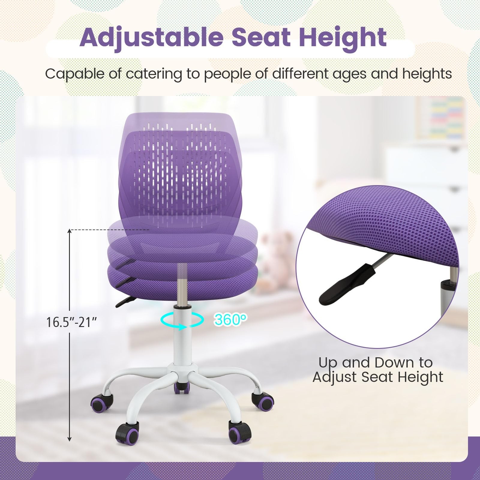 Topment Swivel Office Desk Chair, Small Armless Task Chair with Hollow-Out Ba...