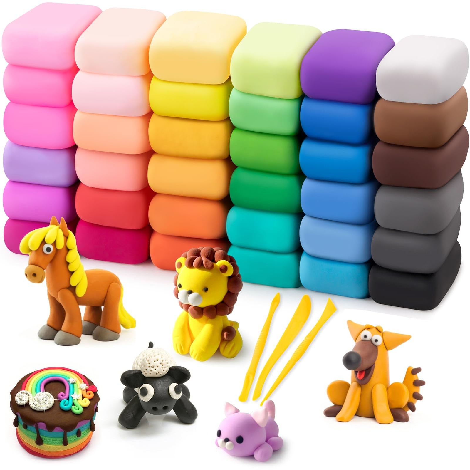 Air Dry Clay 36 Colors, Modeling for Kids, DIY 36 PCS, Multicolor