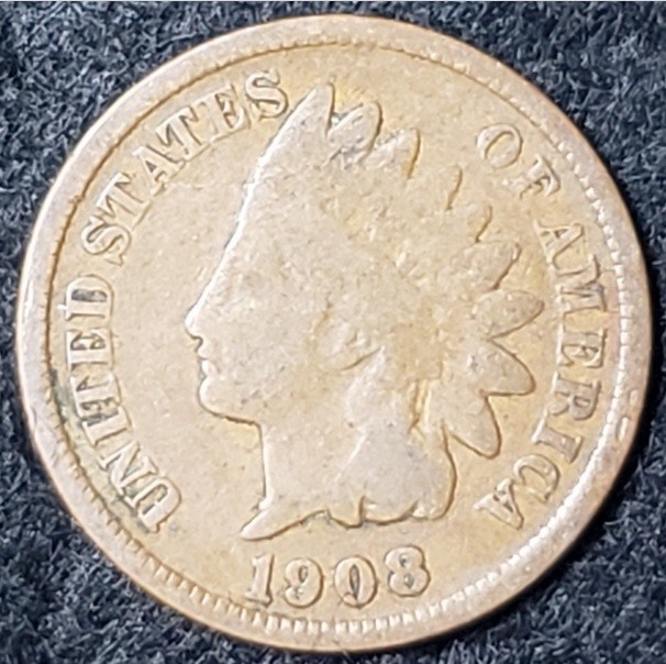 1908 Indian Head Cent Penny - Raw Uncertified - Nice Detail!
