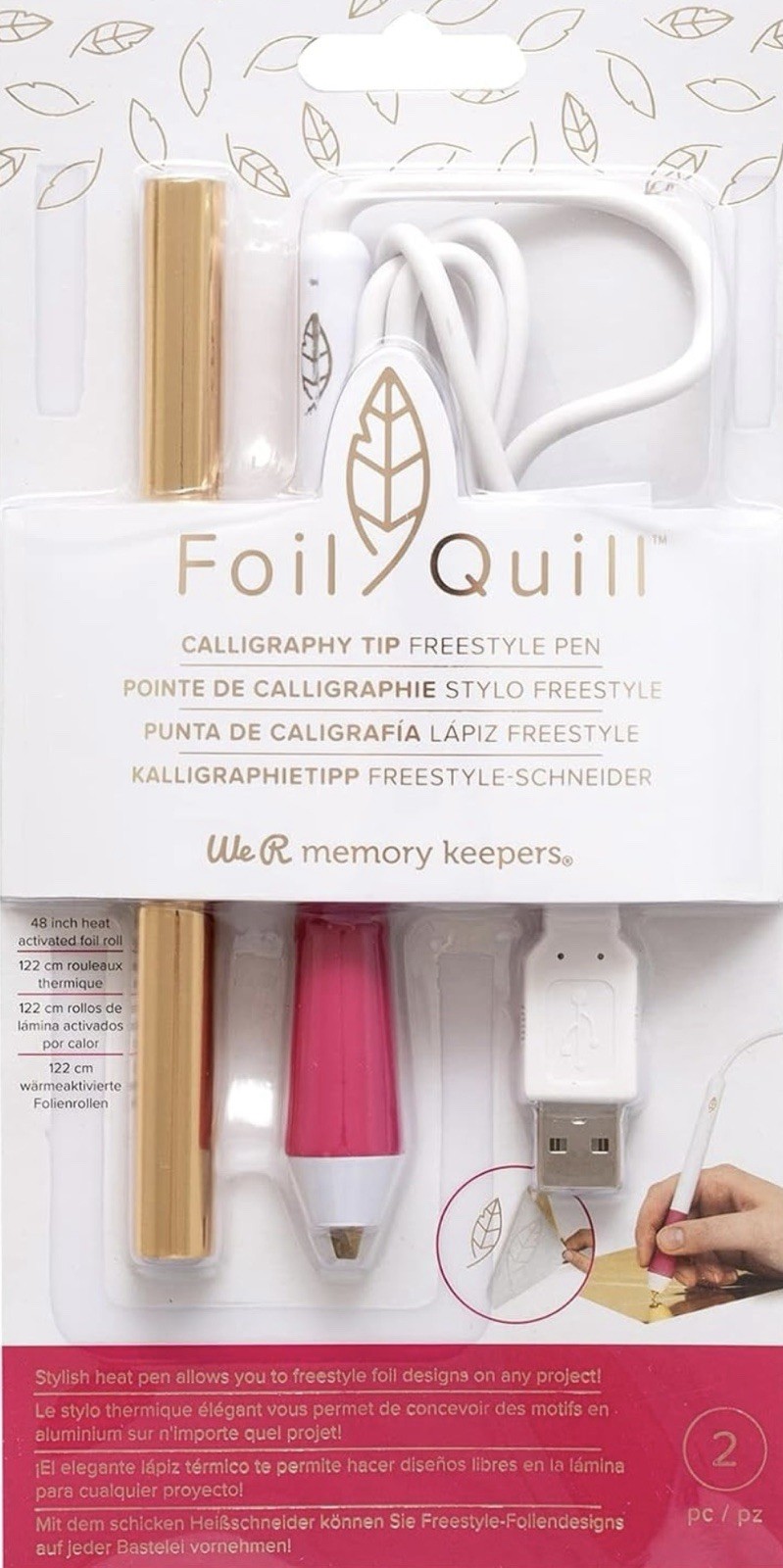 Foil Quill Calligraphy Tip Freestyle Pen W/Gold Foil Roll We R Memory Keepers