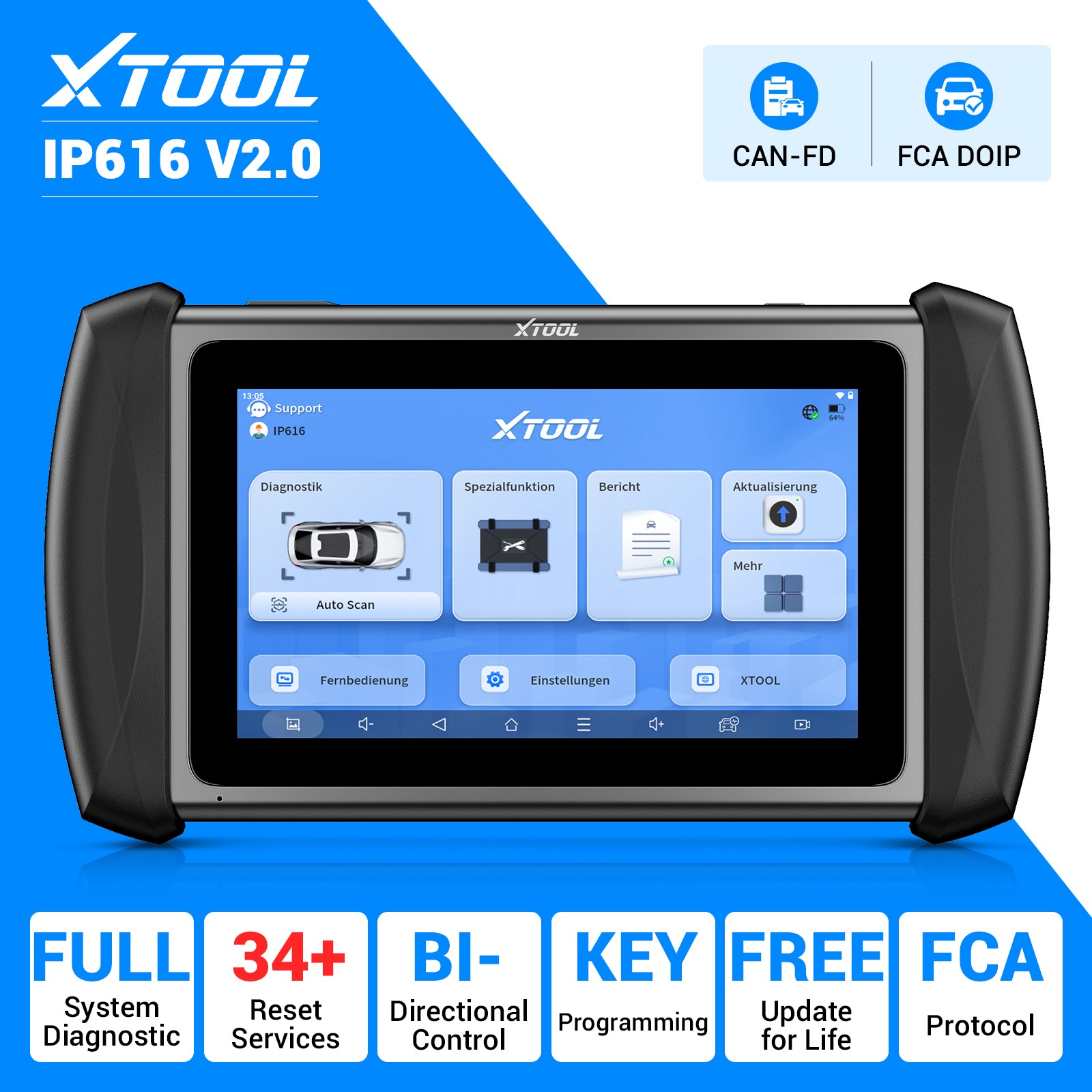 2026 XTOOL IP616 V2.0 Bi-directional Diagnostic Tool OBD2 Scanner Key Programmer
