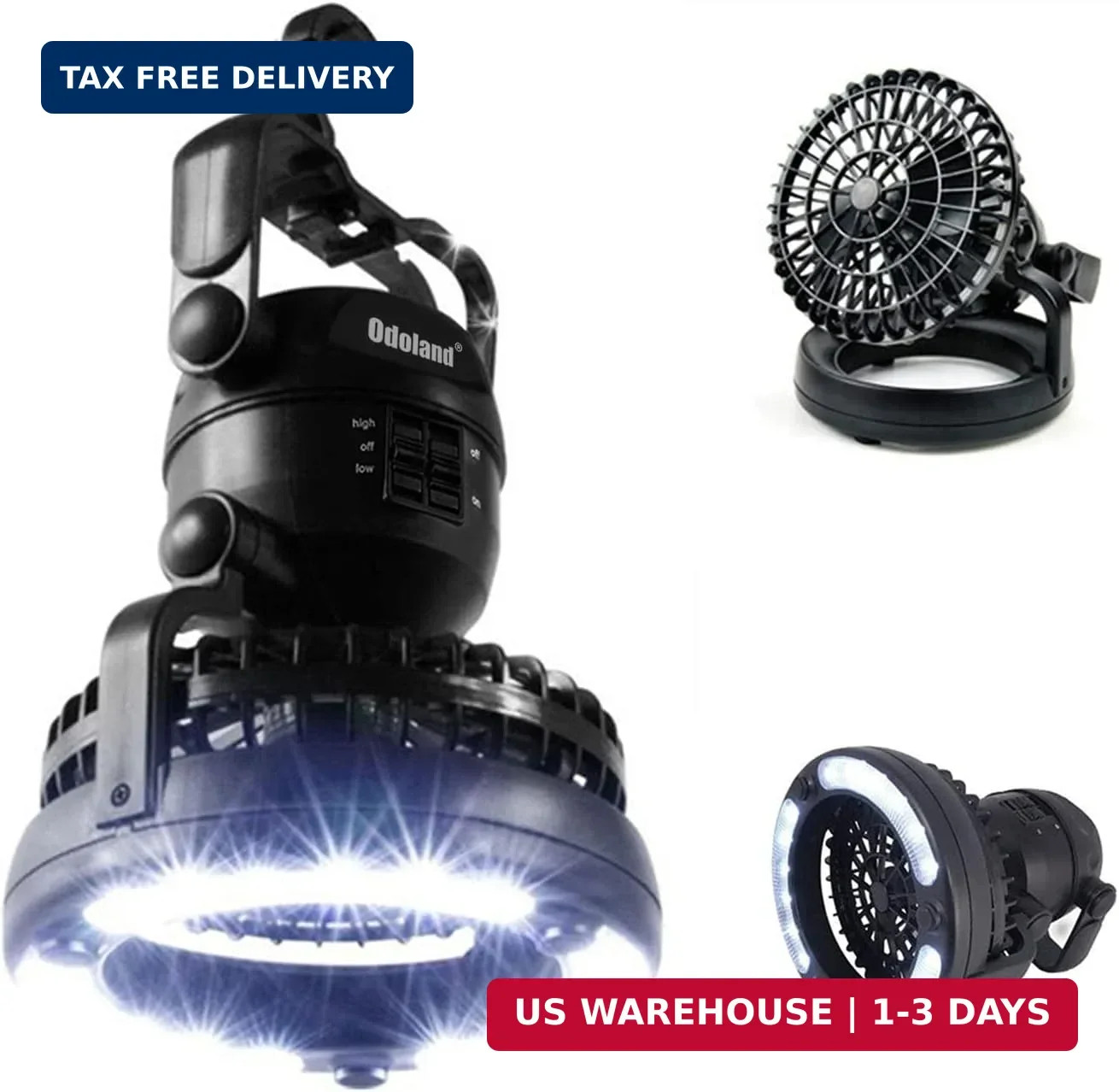Odoland Portable LED Camping Lantern with Ceiling Fan - Hurricane Emergency