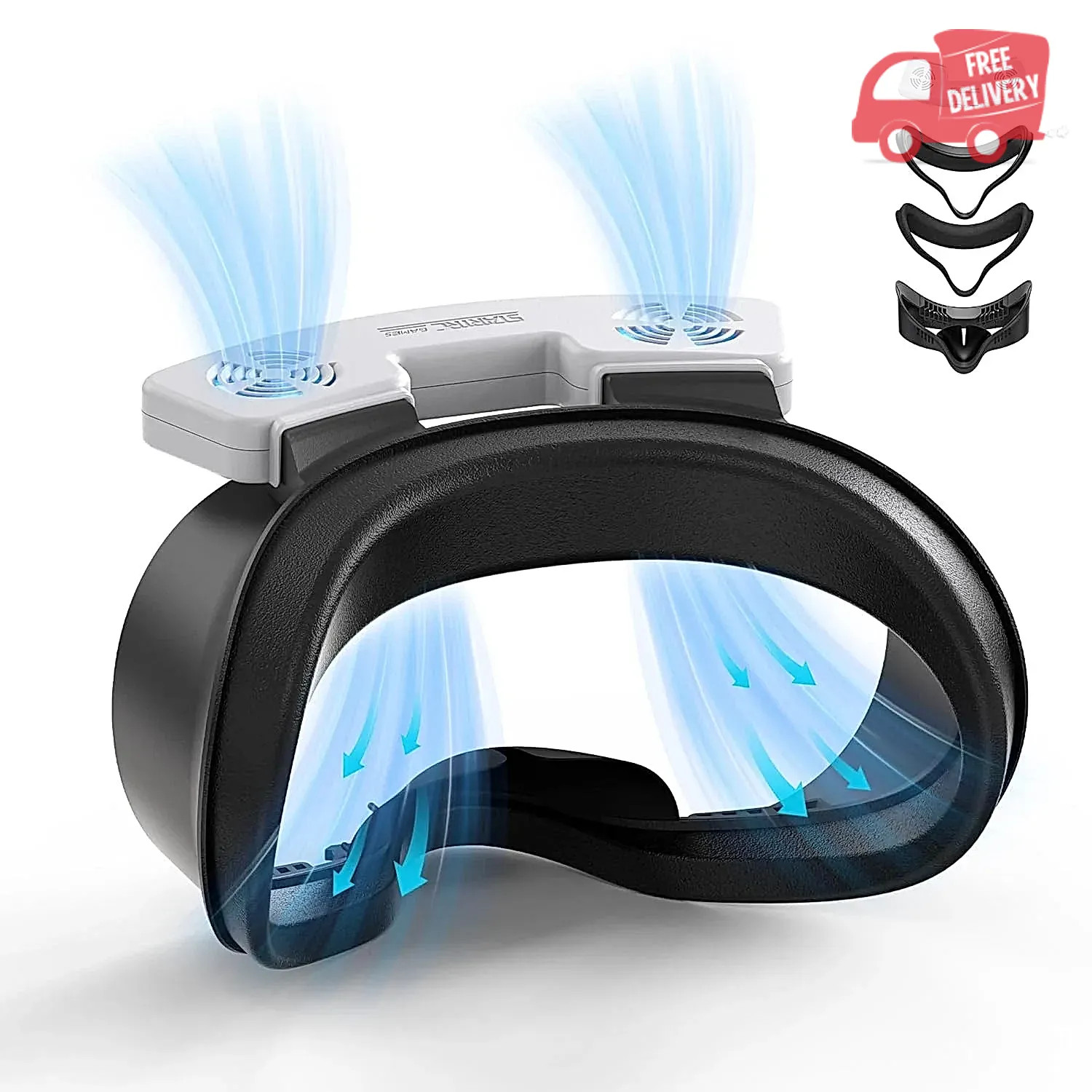 Facial Interface Cooling Fan for Meta Quest 3S Accessories, Soft PU Leather & Ic