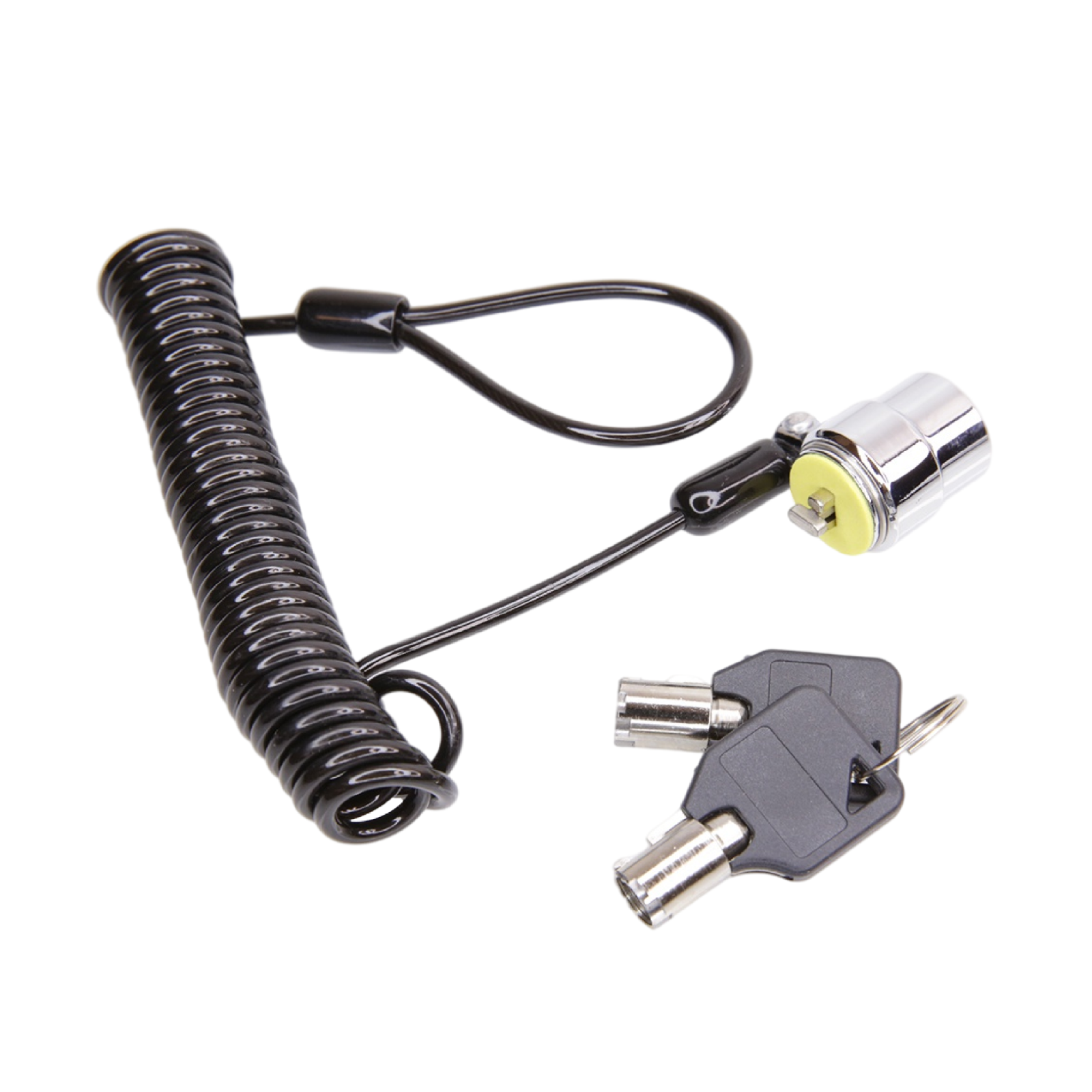 Laptop Security T-Bar Lock and 12 to 39 Inch Coiled Metal Cable with 2 Keys