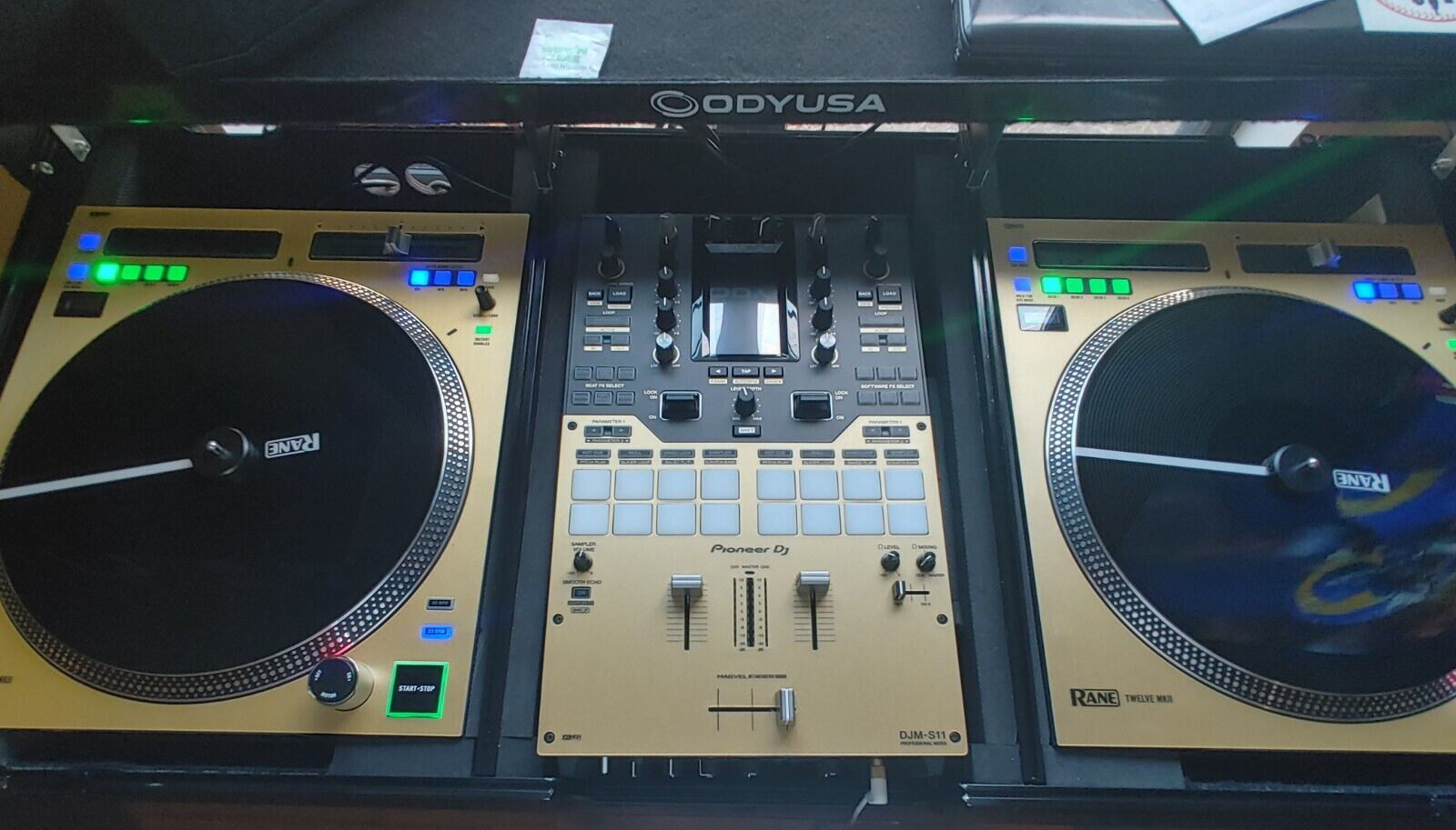 (2) Rane MKii Turntables + (1) Pioneer S11 Mixer + Coffin + Skinz