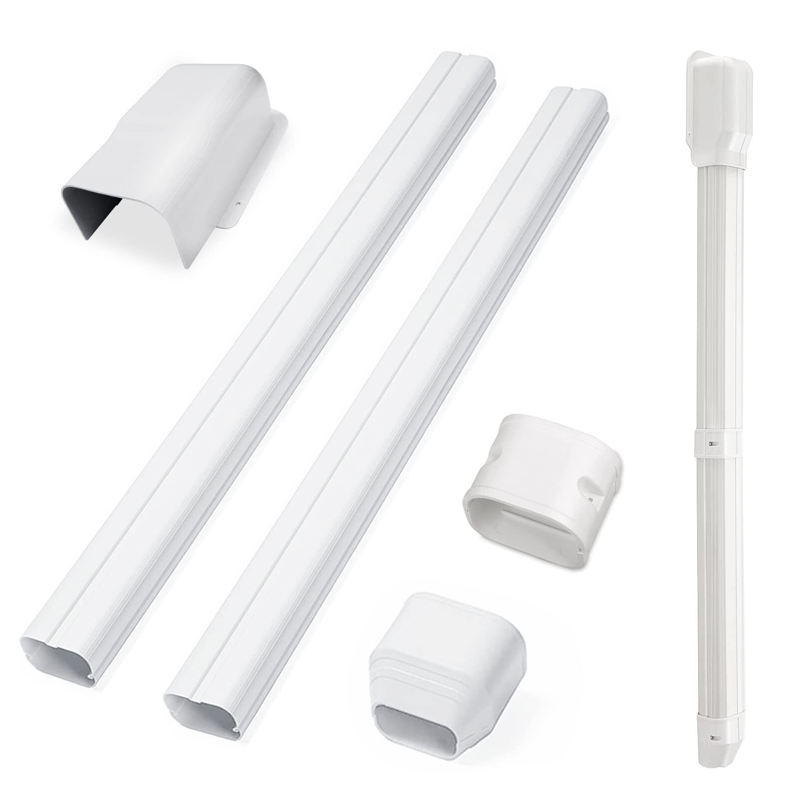 4'' 7.5 Ft PVC Decorative Line Cover Kit for Ductless Mini Split Air Conditio...