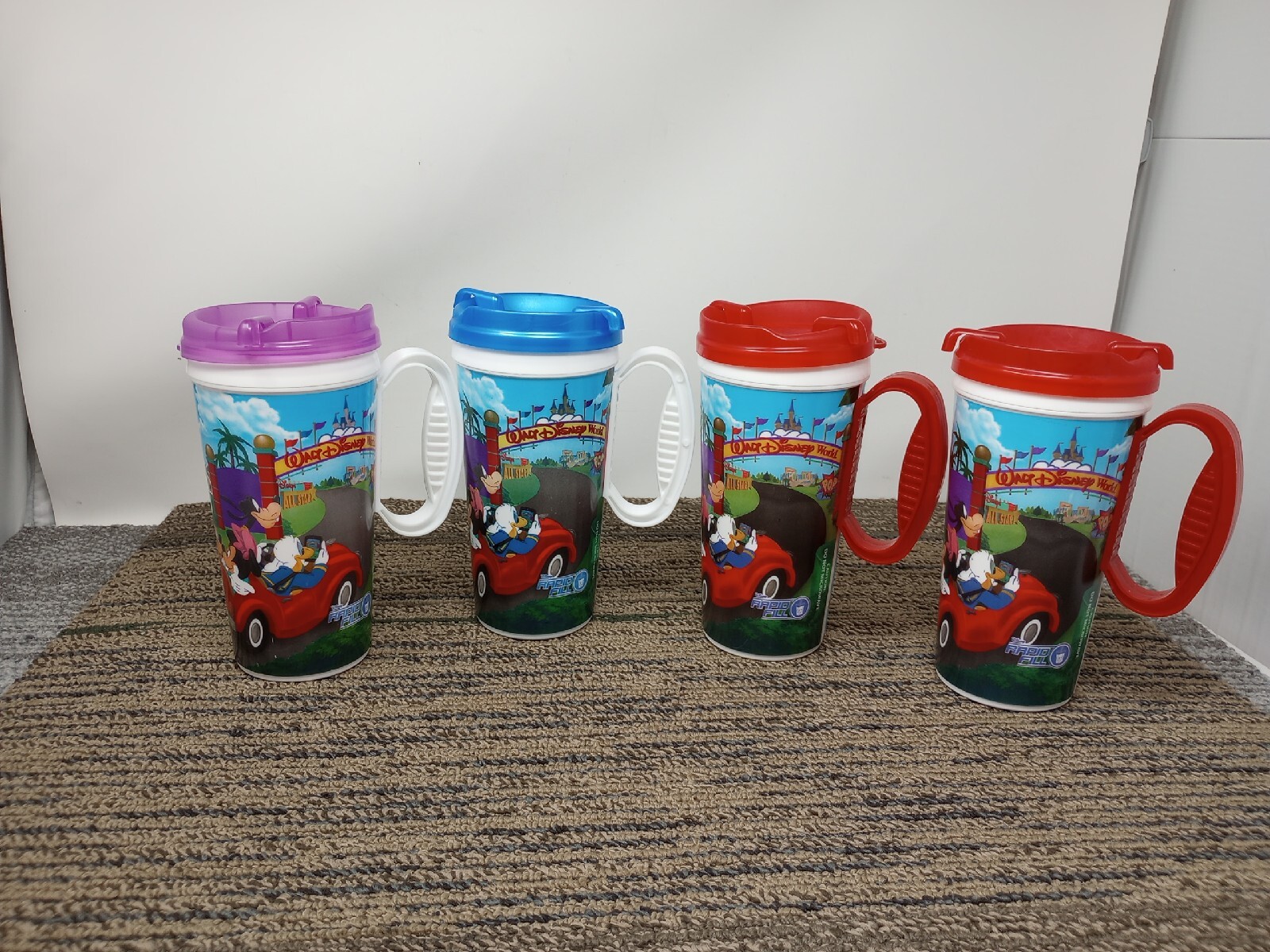 Lot Of (4) Disney Parks 'Let The Memories Begin' Refill Mugs  16 oz Fun Tumblers