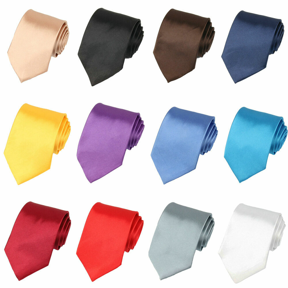 Men Classic 8cm Wide Satin Necktie Solid Color Wedding Party Formal Business Tie
