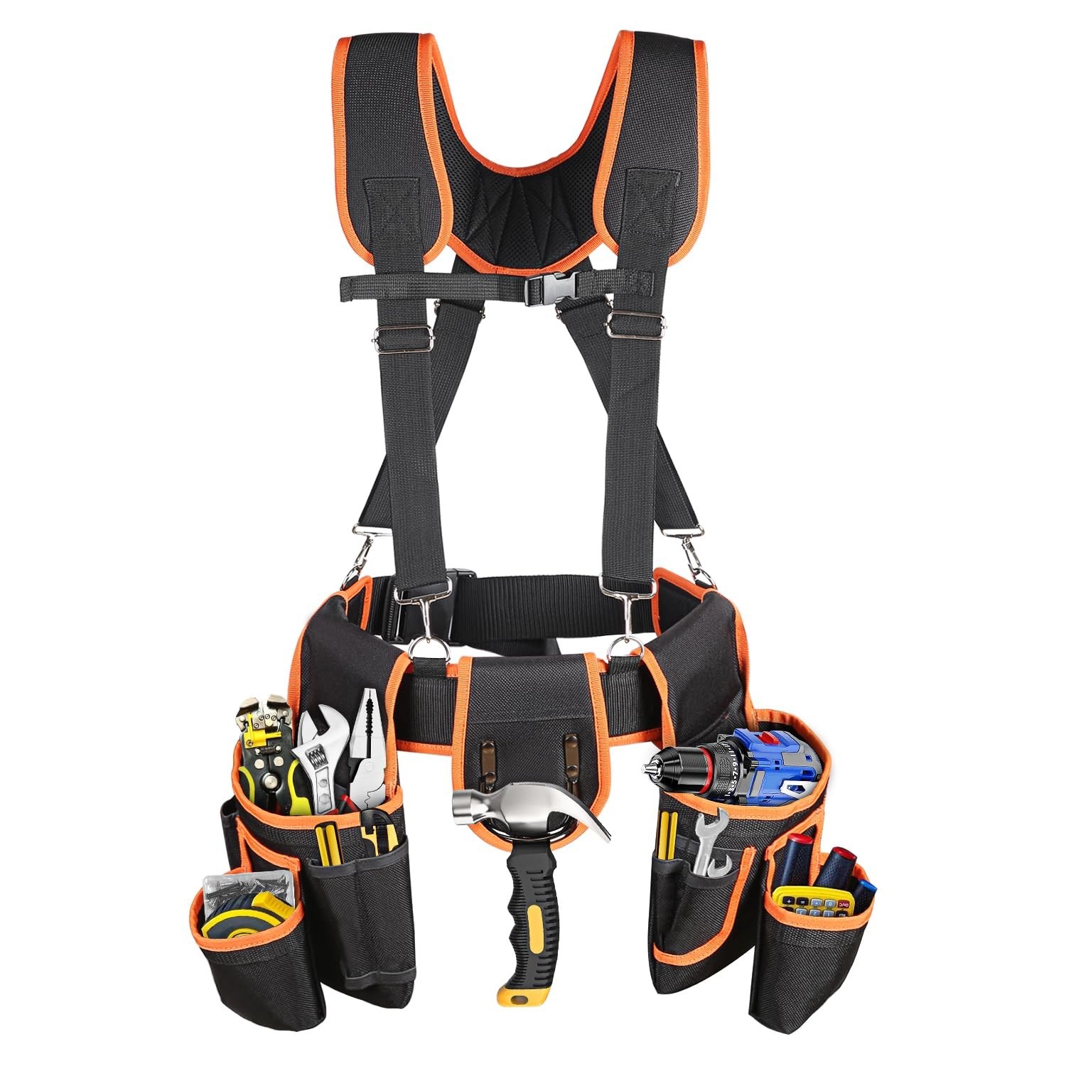 ZMGM Tool Belt Suspenders, Professional Tool Belt Men, 18-Pocket Adjustable