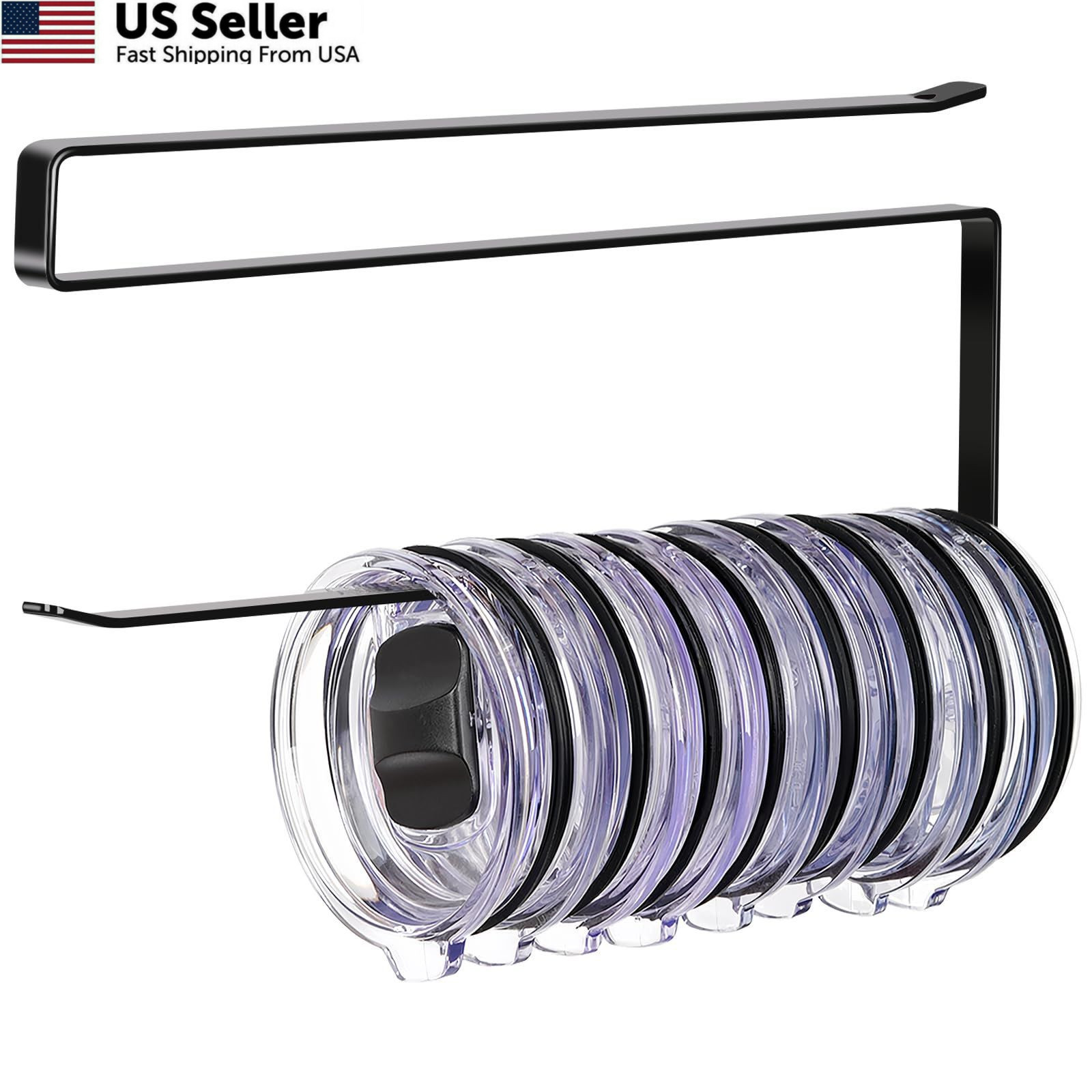 Tumbler Lid Organizer, Horizontal Storage Hook Up 1 Pack, Black