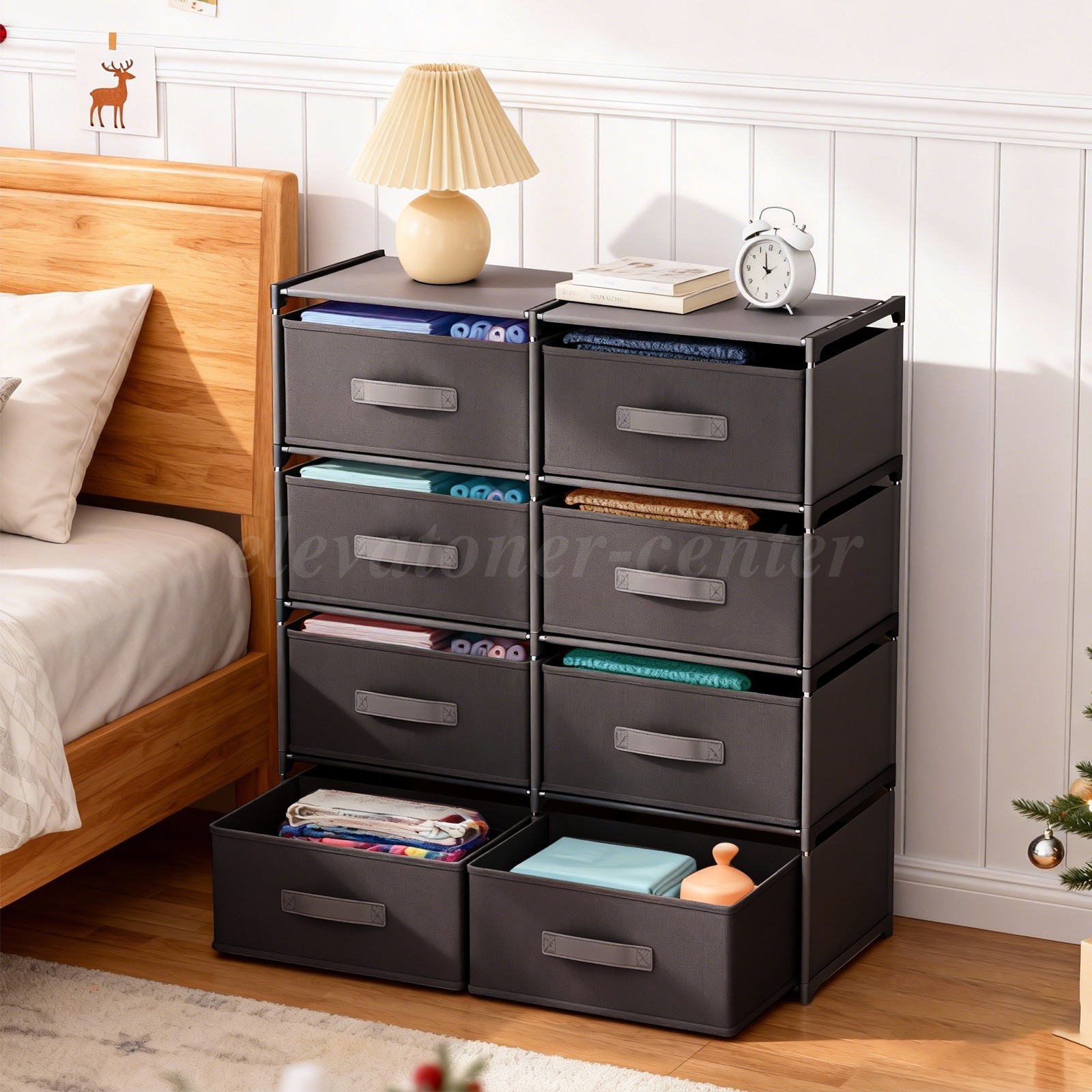 Non-Woven Fabric Multi-Functional Storage Cabinet, Double Row 8-Drawer