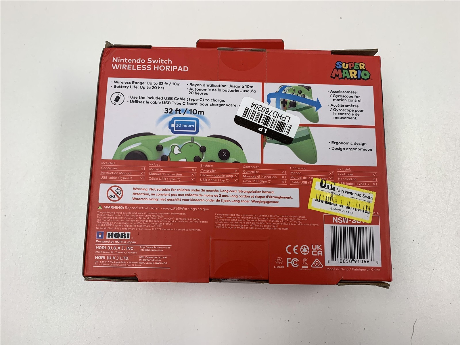 HORI Nintendo Switch Wireless HORIPAD Yoshi Edition Controller Brand New