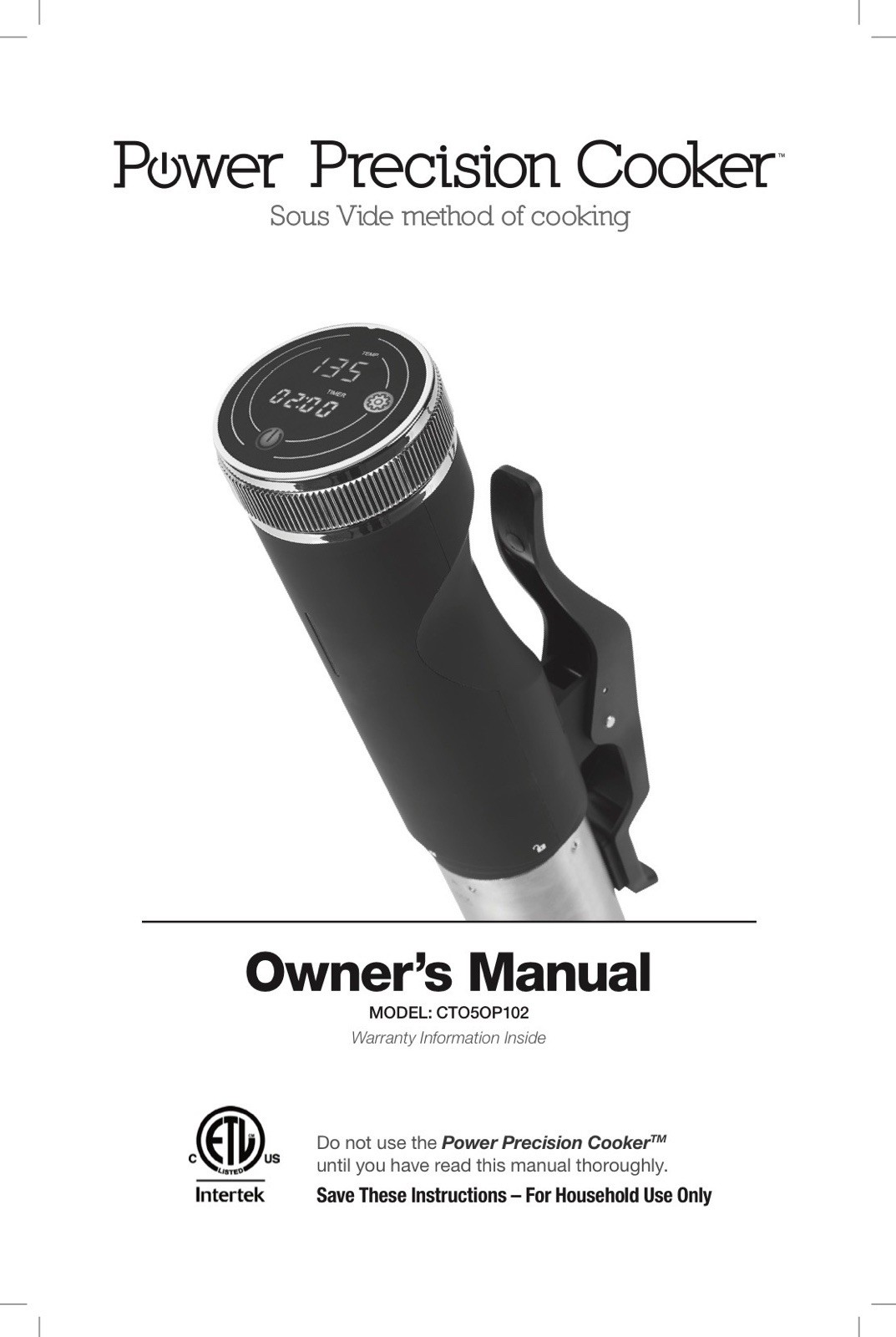 Power Precision Sous Vide Cooker CTO50P102, 800W, Black/Stainless Steel