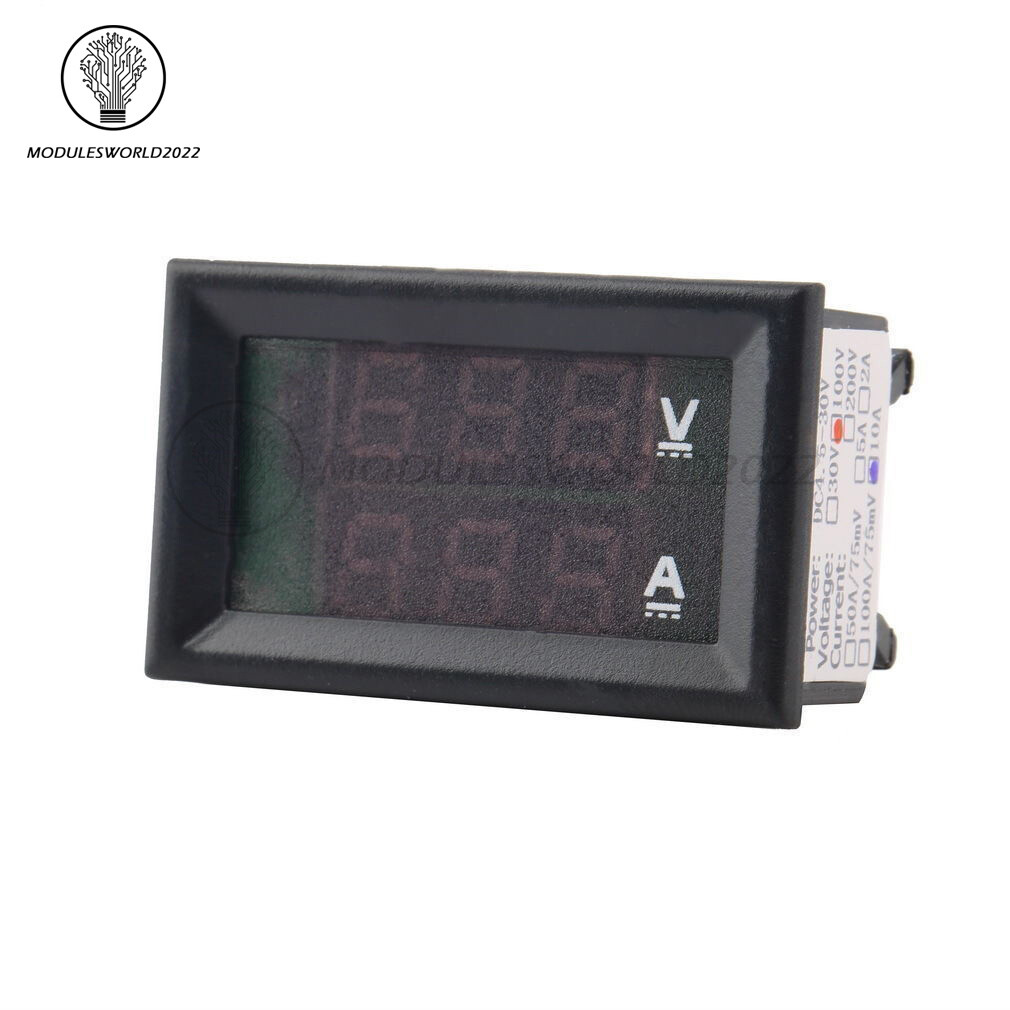 DC 100V 100A Voltmeter Ammeter Blue + Red LED Dual Digital Volt Amp Meter Gauge