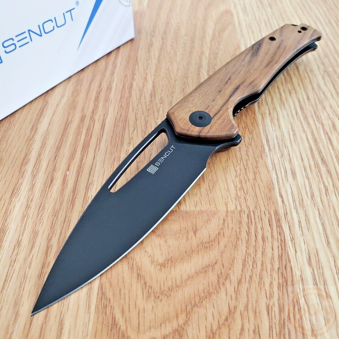 SENCUT Mims Linerlock Folding Knife 3.5" 9Cr18MoV Stainless Blade Wood Handle