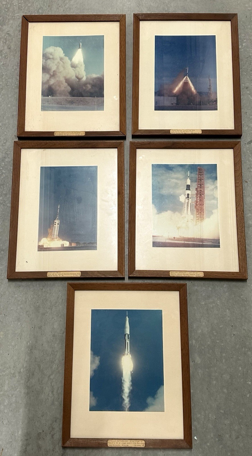 Set Of 5 Framed Original Color Photos NASA Launch’s Apollo/Little Joe 12”x15”