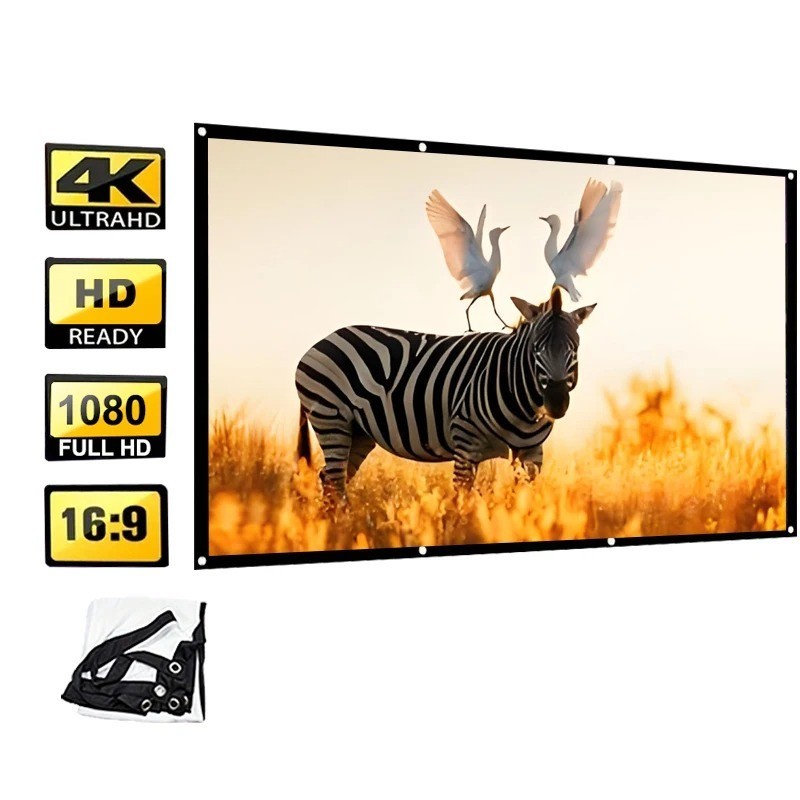 100" Foldable Projector Screen Portable 4K HD Movie Projection Screen for Indoor