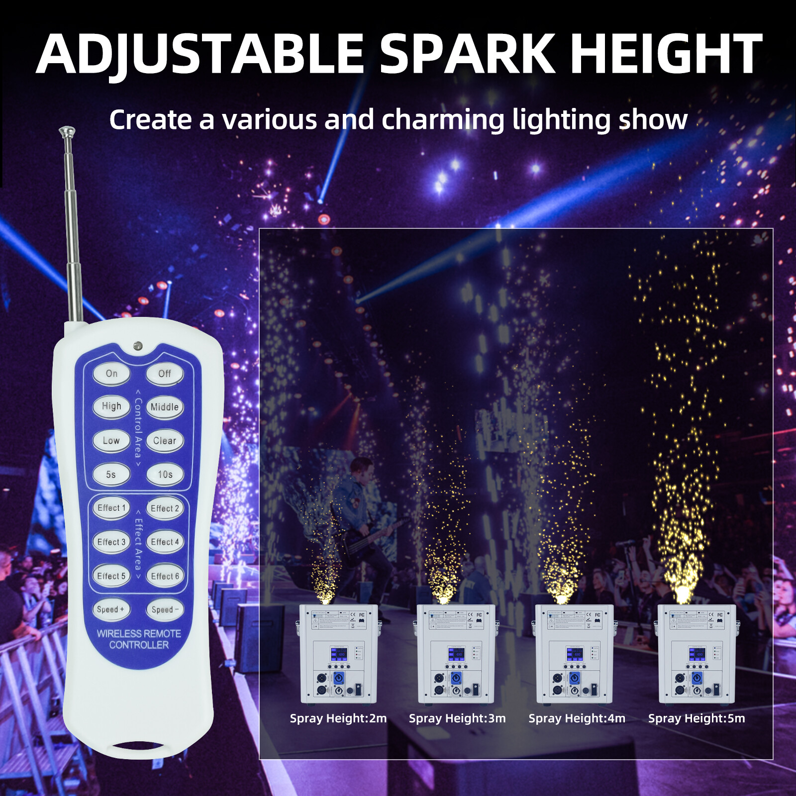 2Pack 750W Cold Spark Machine Firework Machine DMX DJ Stage Effect with Handle
