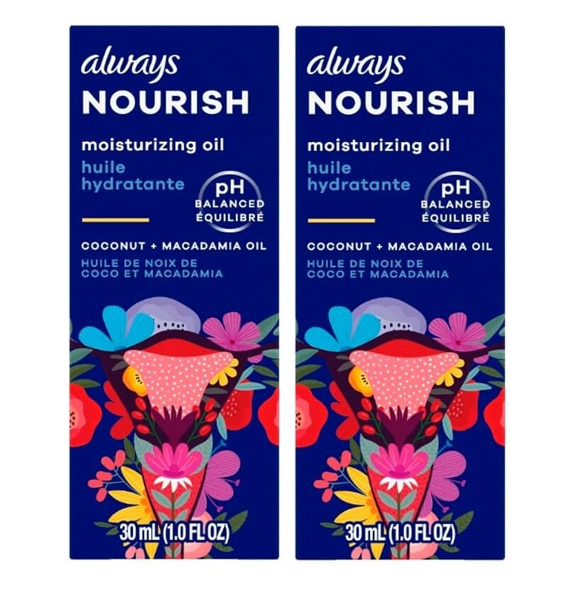 (2) Always Nourish Moisturizing Oil For Intimate Skin Feeling Soft & Clean 30 mL