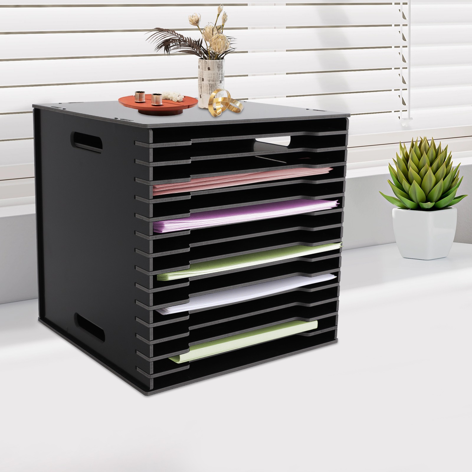Scrapbook Paper Storage Organizer 15 Slot File Holding Cabinet Document Organize