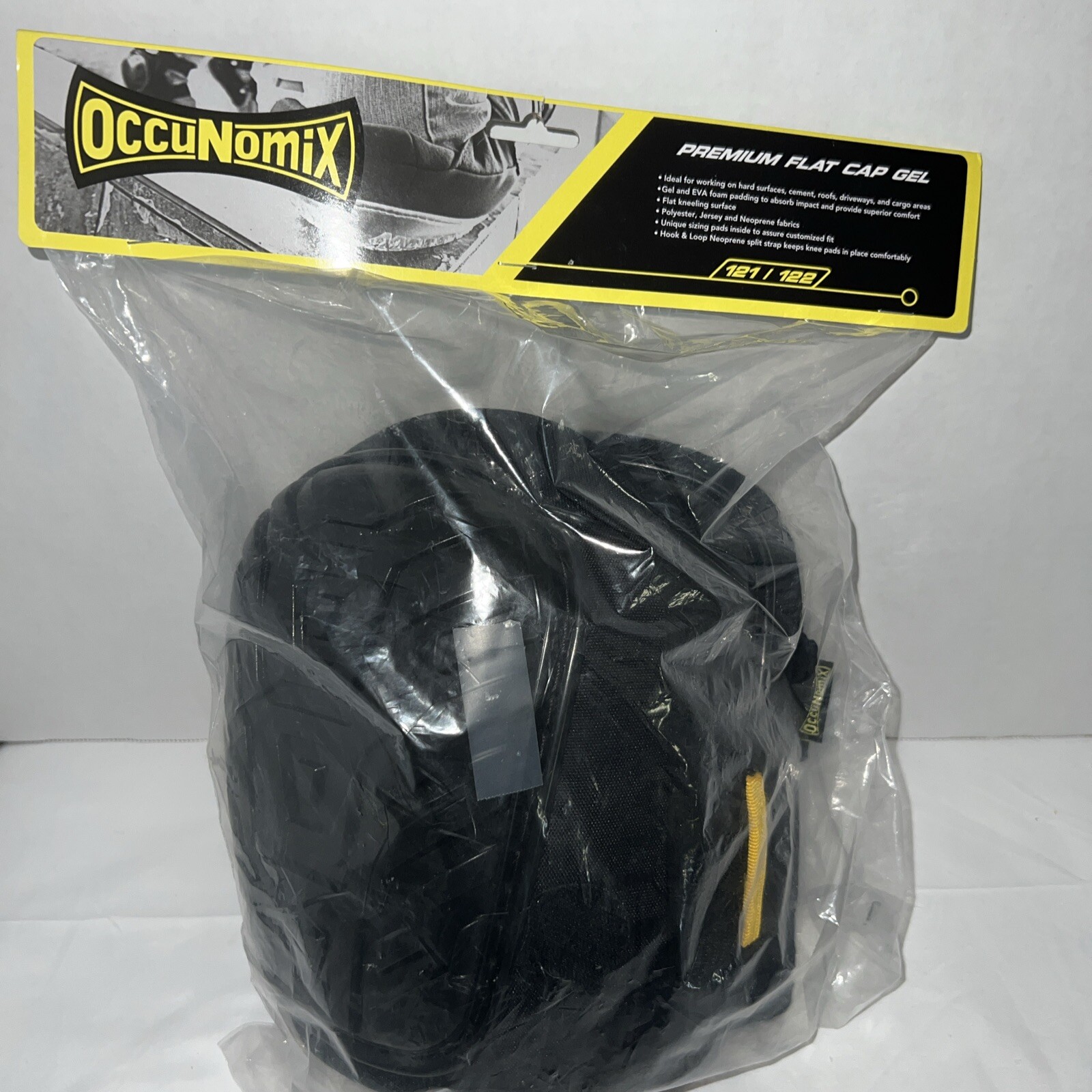 Occunomix 121 Premium Black Flat Cap Adjustable Knee Pads NEW