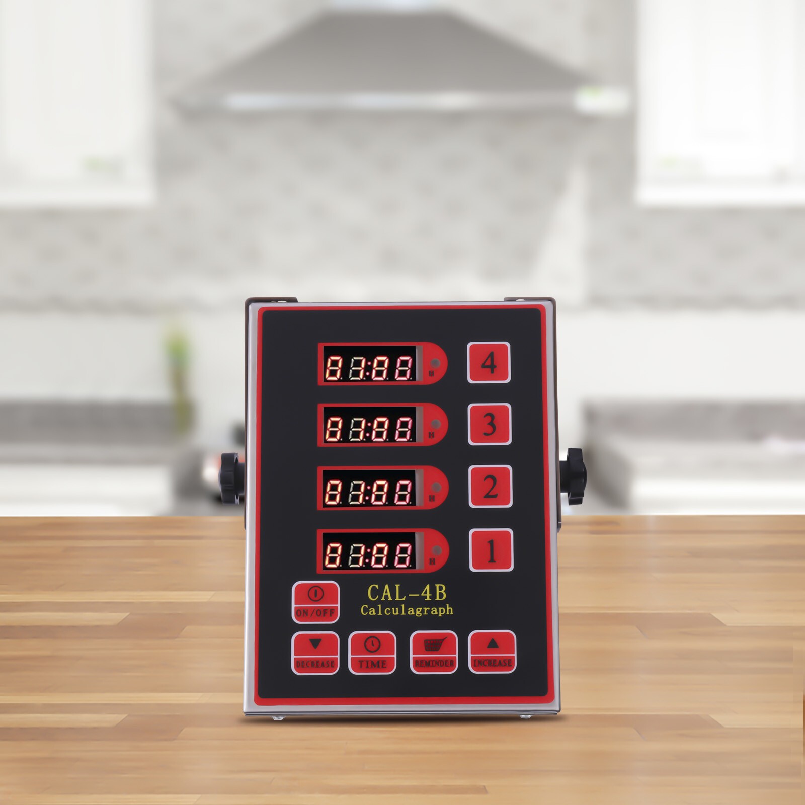 Commercial 4 Channels Kitchen Timers Restaurant Timer Loud Red Stainless Steel