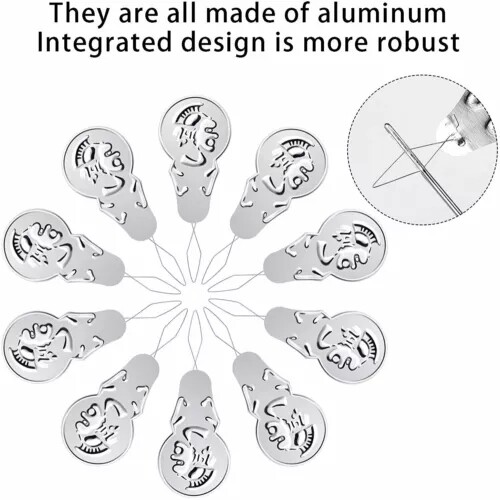 200pcs Metal Wire Needle Threader Silver Hand Sewing Stitch Insertion Tool 1.7"