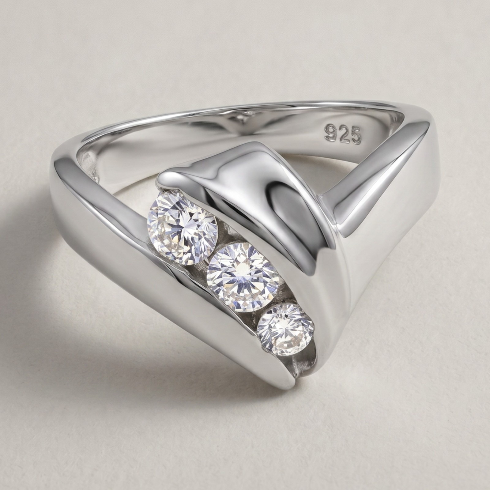 Sterling Silver Ring Hallmarked Genuine Solid 925 With Cubic Zirconia Empress