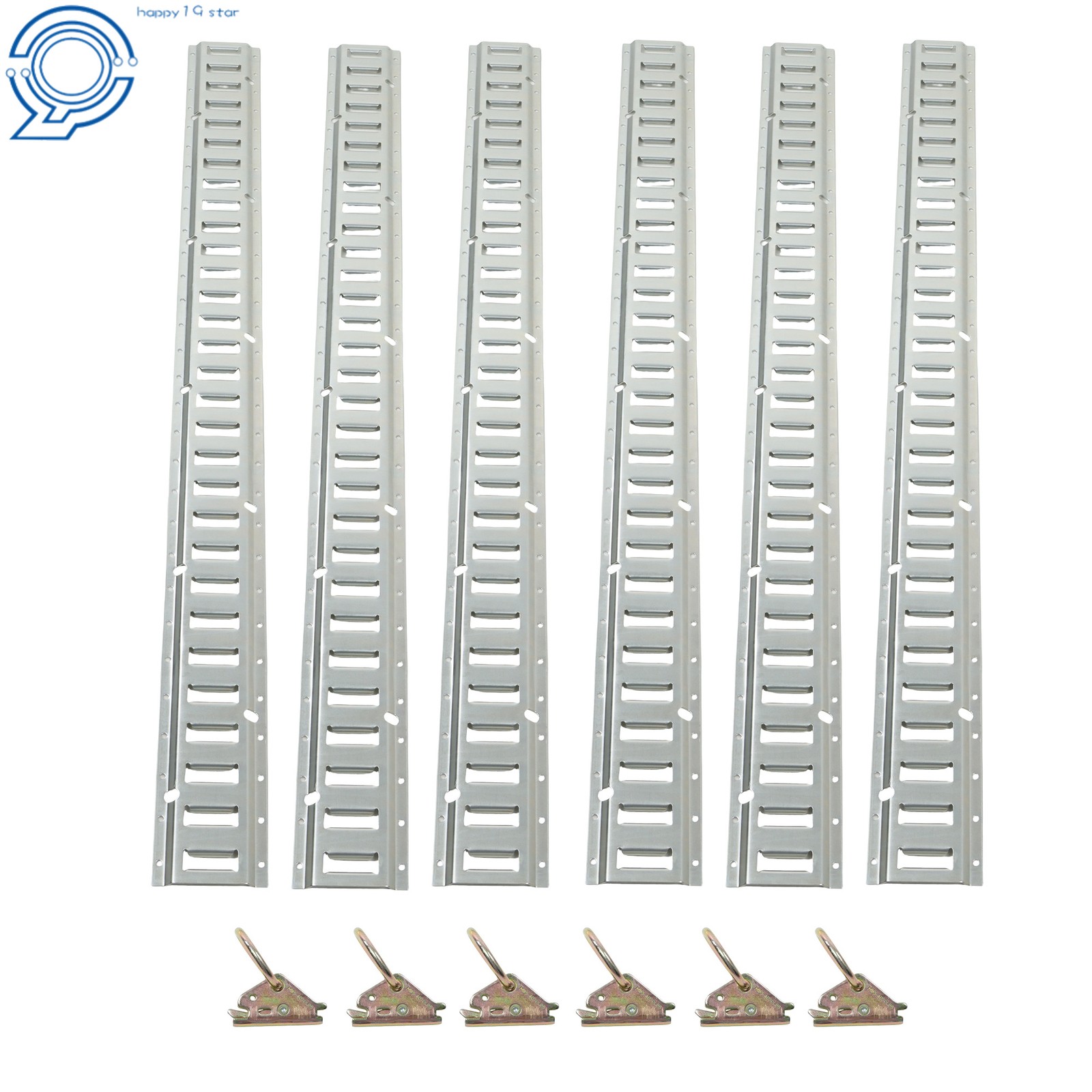 E Track Tie-Down Rail Kits with 6 pcs 5ft Etrack Rails + 6 O-Ring Anchors