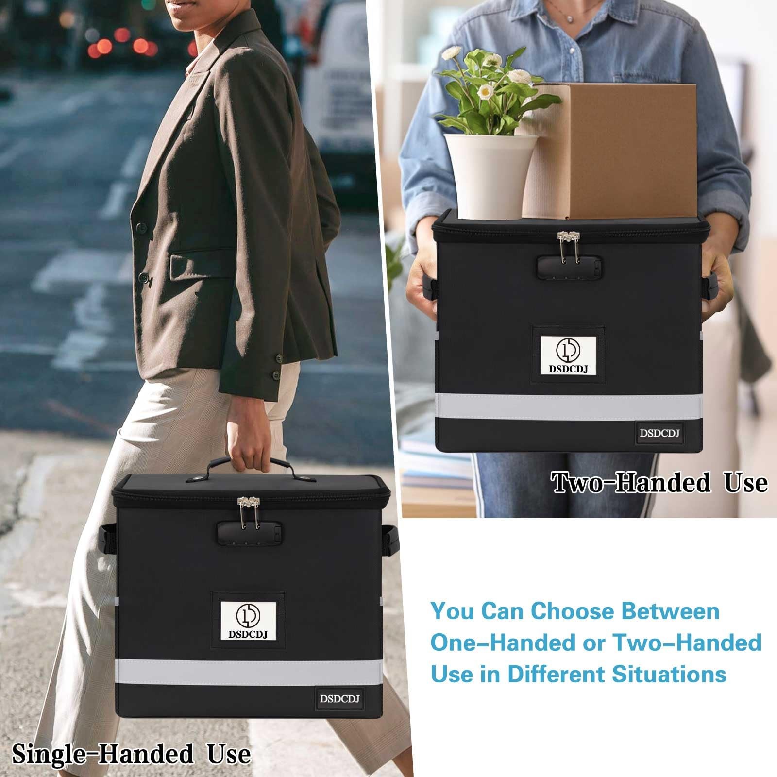 DSDCDJ Fireproof Document Box - 12.3" x 7.7" x 10.5", Black-box