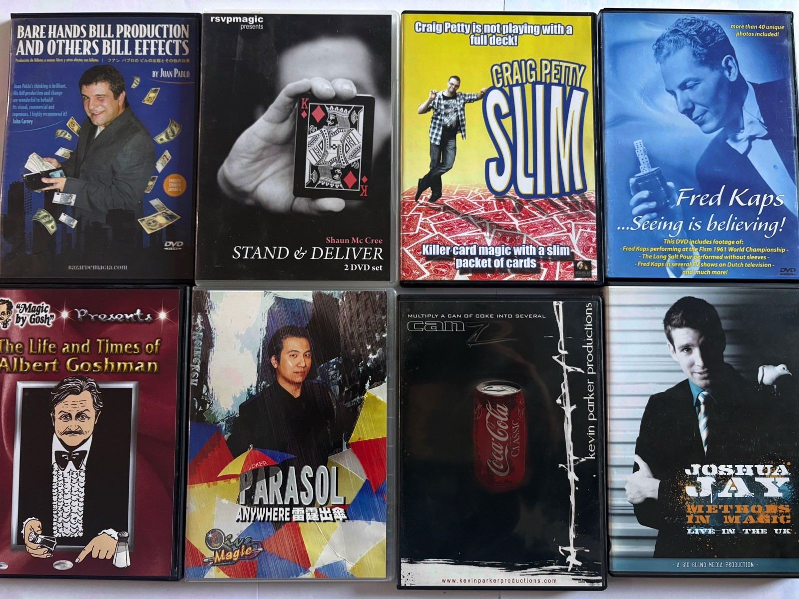 Bulk Lot Of 8 x MAGIC DVDs As Pictured Magician Trick Instructional Tuition M03