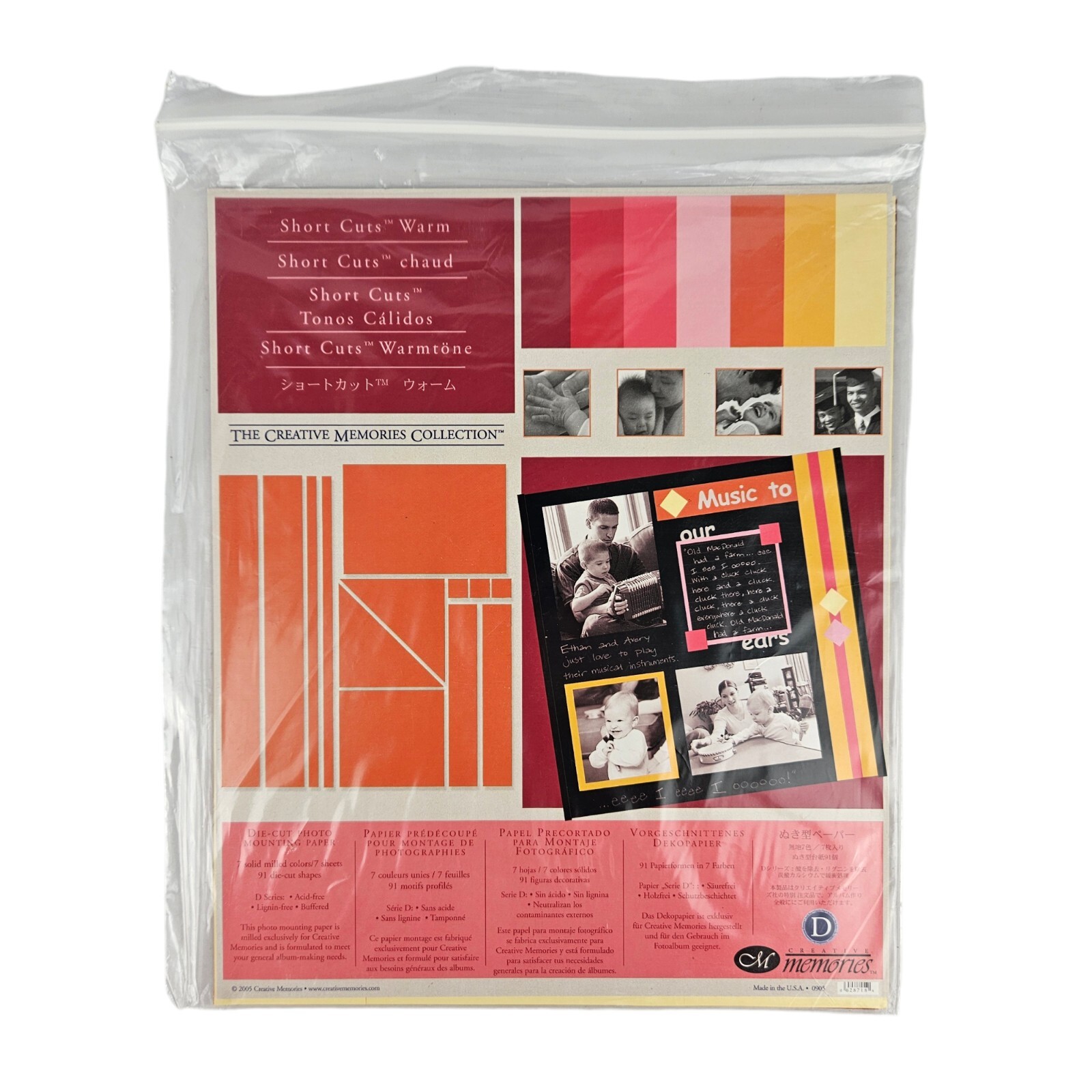Creative Memories Shortcuts Warm 7 Sheets Solid Colors 91 Die Cut Shapes