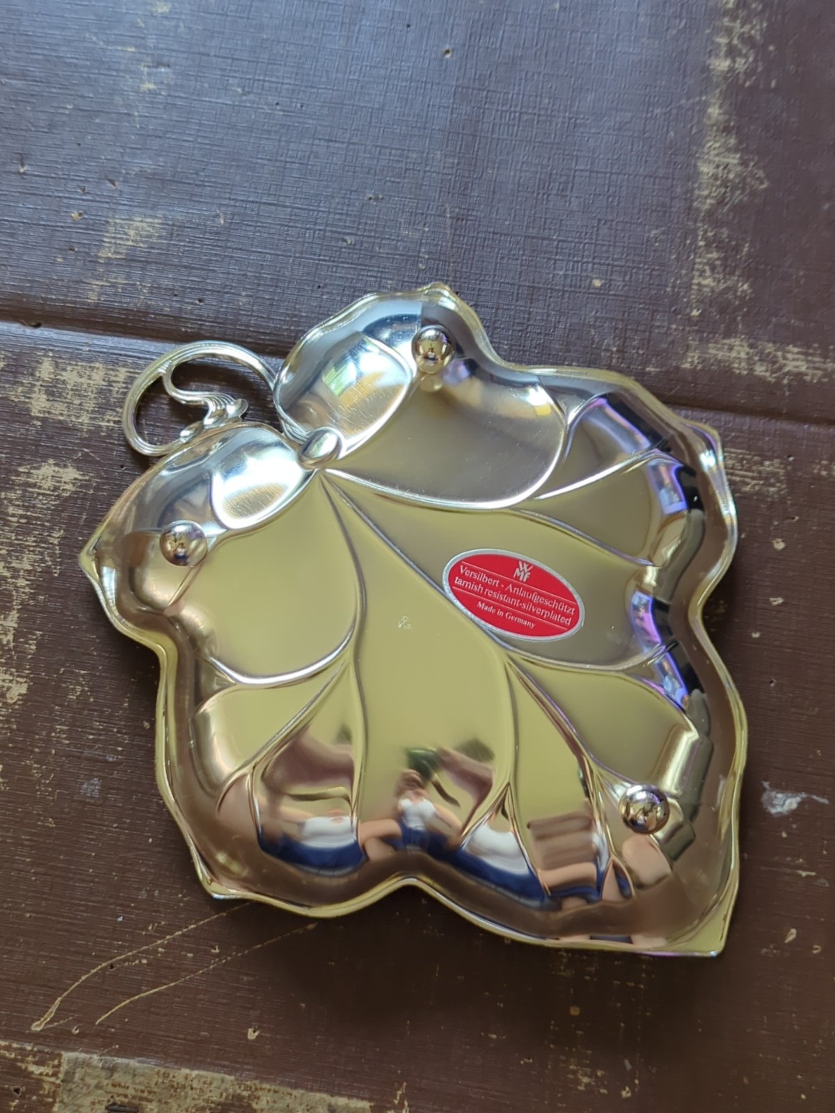 Versilbert-Anlaufgeschtzt Silverplated Leaf Serving Tray/Candy Dish Made German