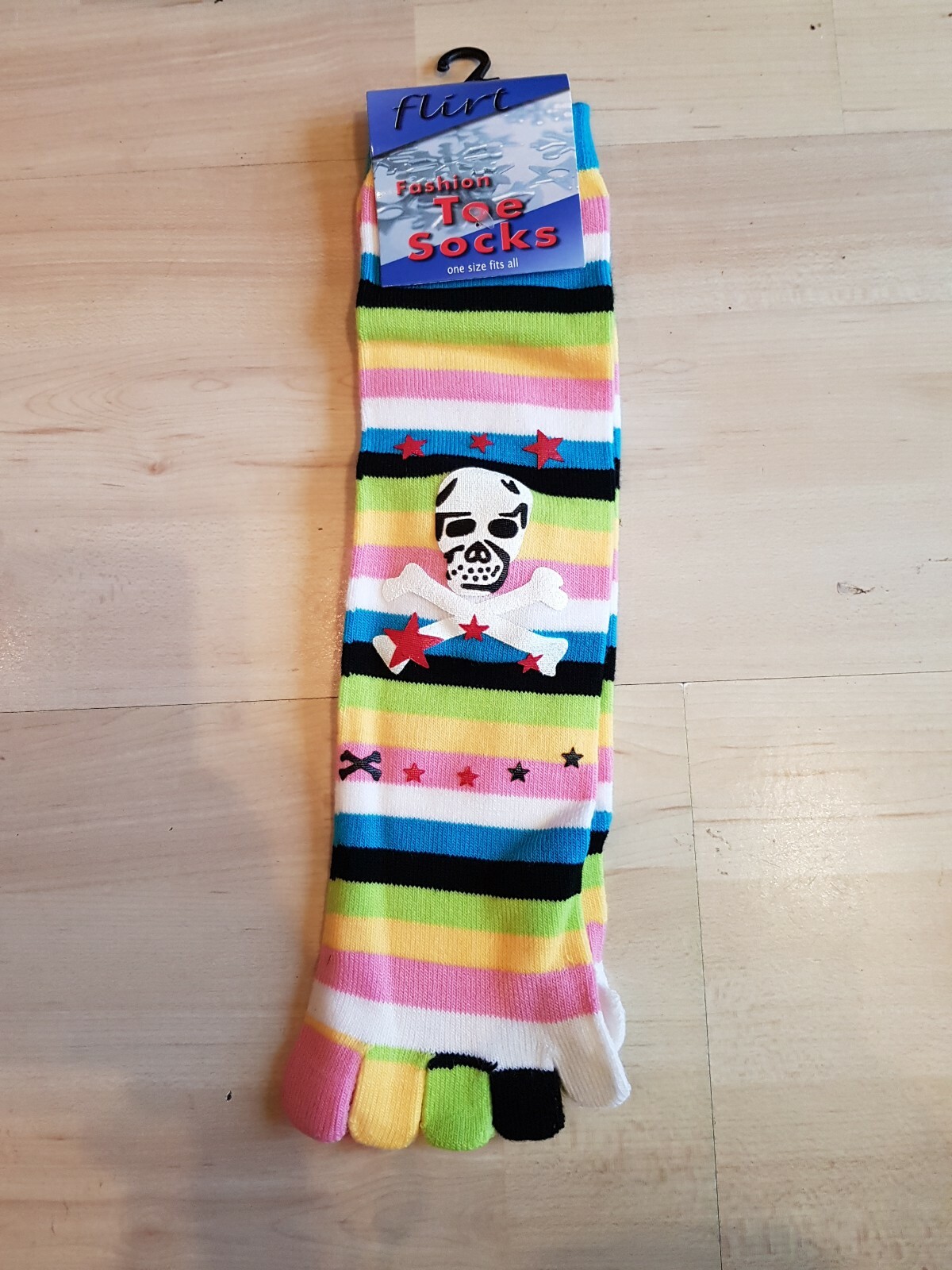 Ladies BNWT Multi coloured Striped Pirate Toe Socks One Size