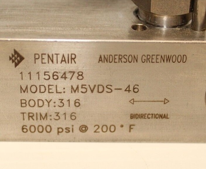 👀 NEW ✨ ANDERSON GREENWOOD M5VDS46 NEEDLE VALVE 3/4" x 1/2" 6000PSI 316 SS