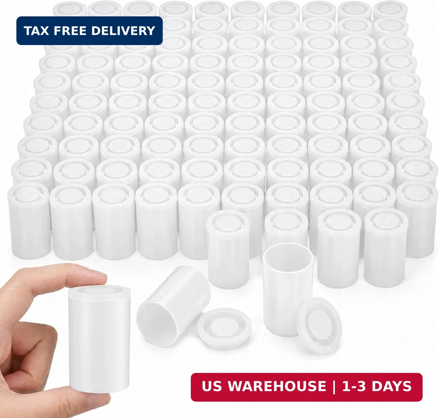 100 PCS Plastic Film Canister Holder with Film Canisters with Caps, 35mm Film Ca