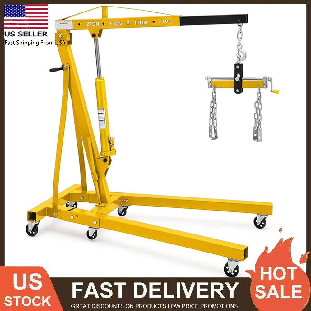 2Ton 4400lbs Shop Crane Folding Engine Hoist Cherry Picker with Lever Lift