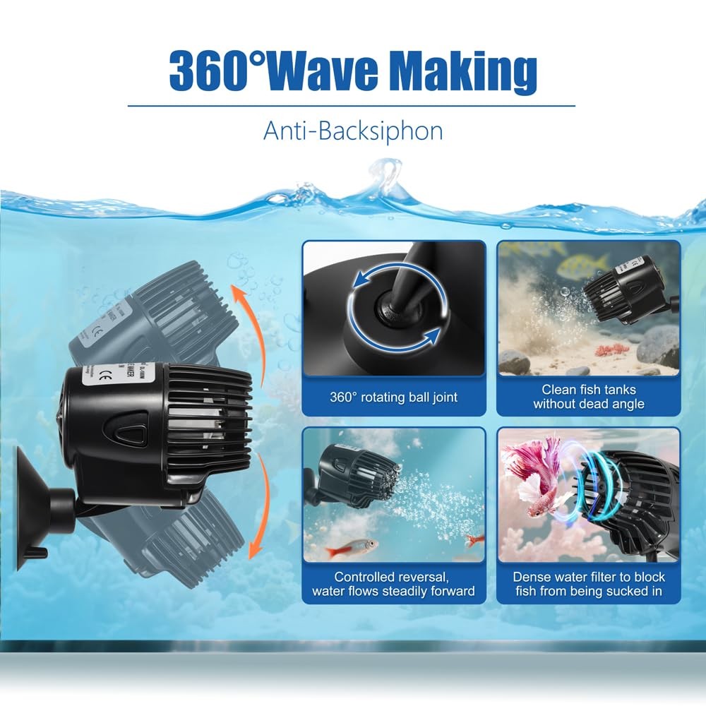DaToo 800GPH Mini Aquarium Circulation Pump Ultra-quiet Fish Tank Wave Maker ...