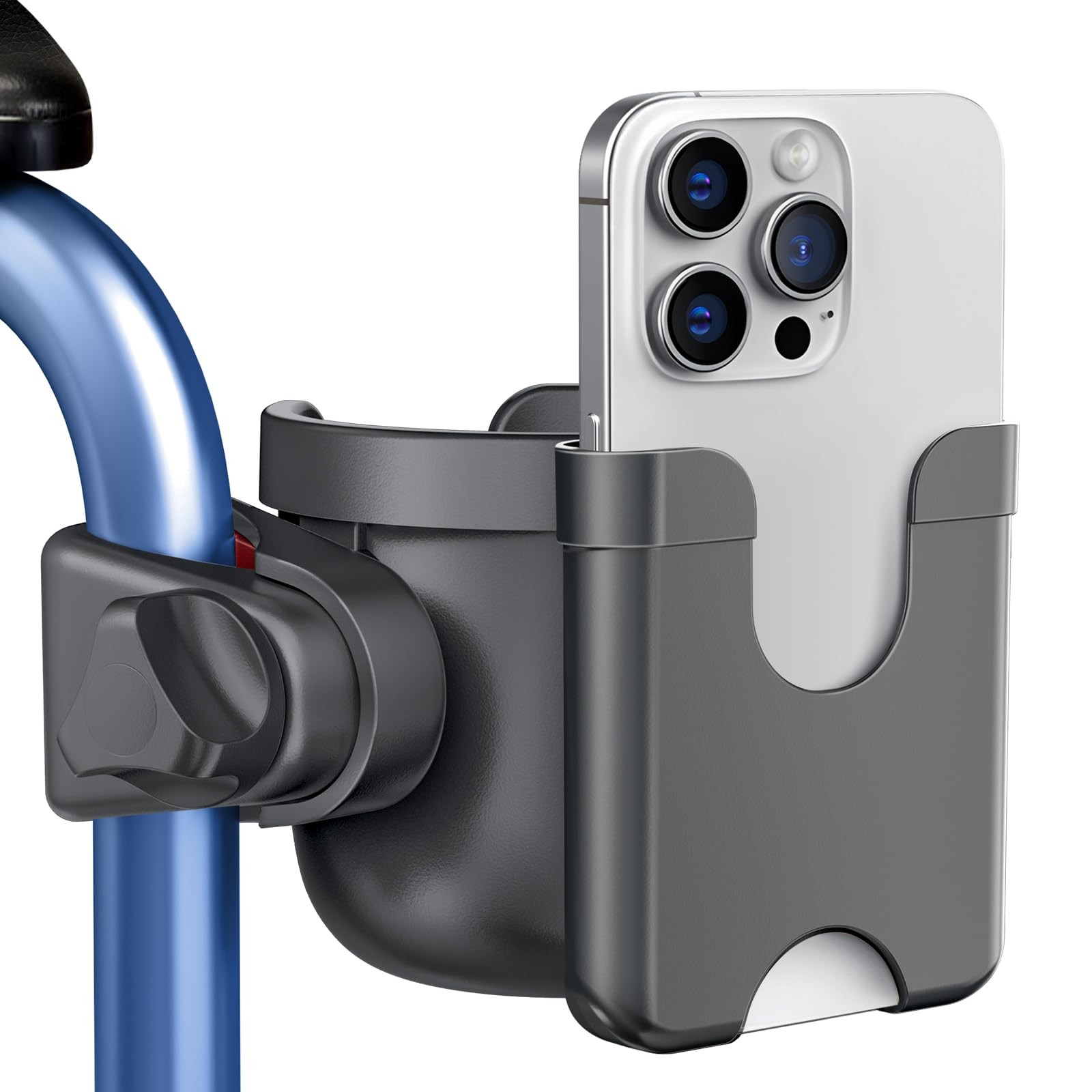 Guiseapue Cup Holder for Walker, Wheelchair with Phone Black
