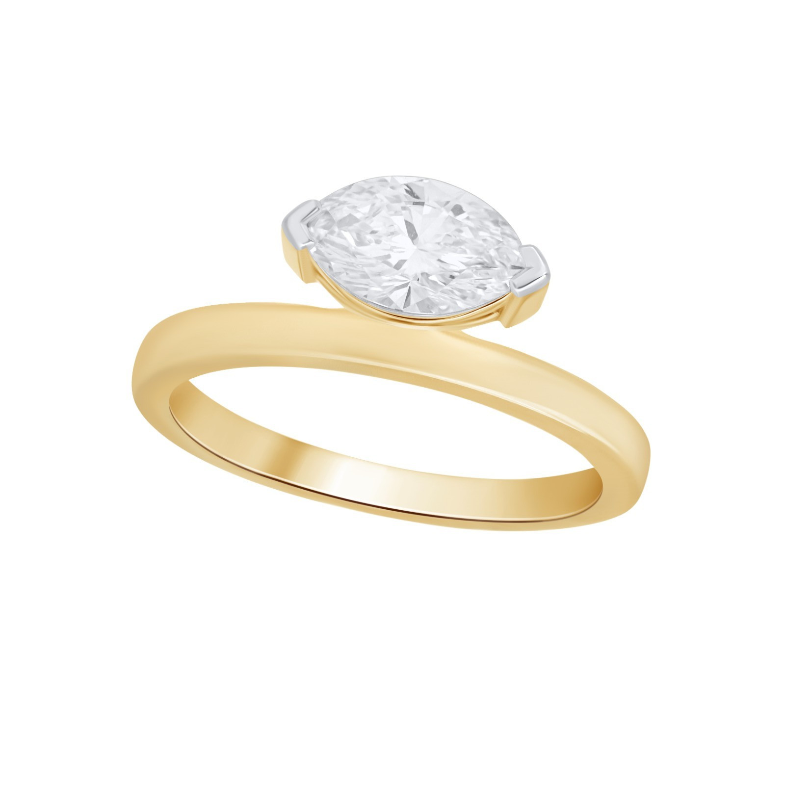 Solitaire Lab Grown Diamond Women's  Ring 1 CT Marquise Cut 925 Sterling Silver