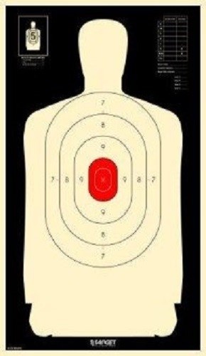 B34 Silhouette Targets - Reverse With Red Center Targets, Pack of 50