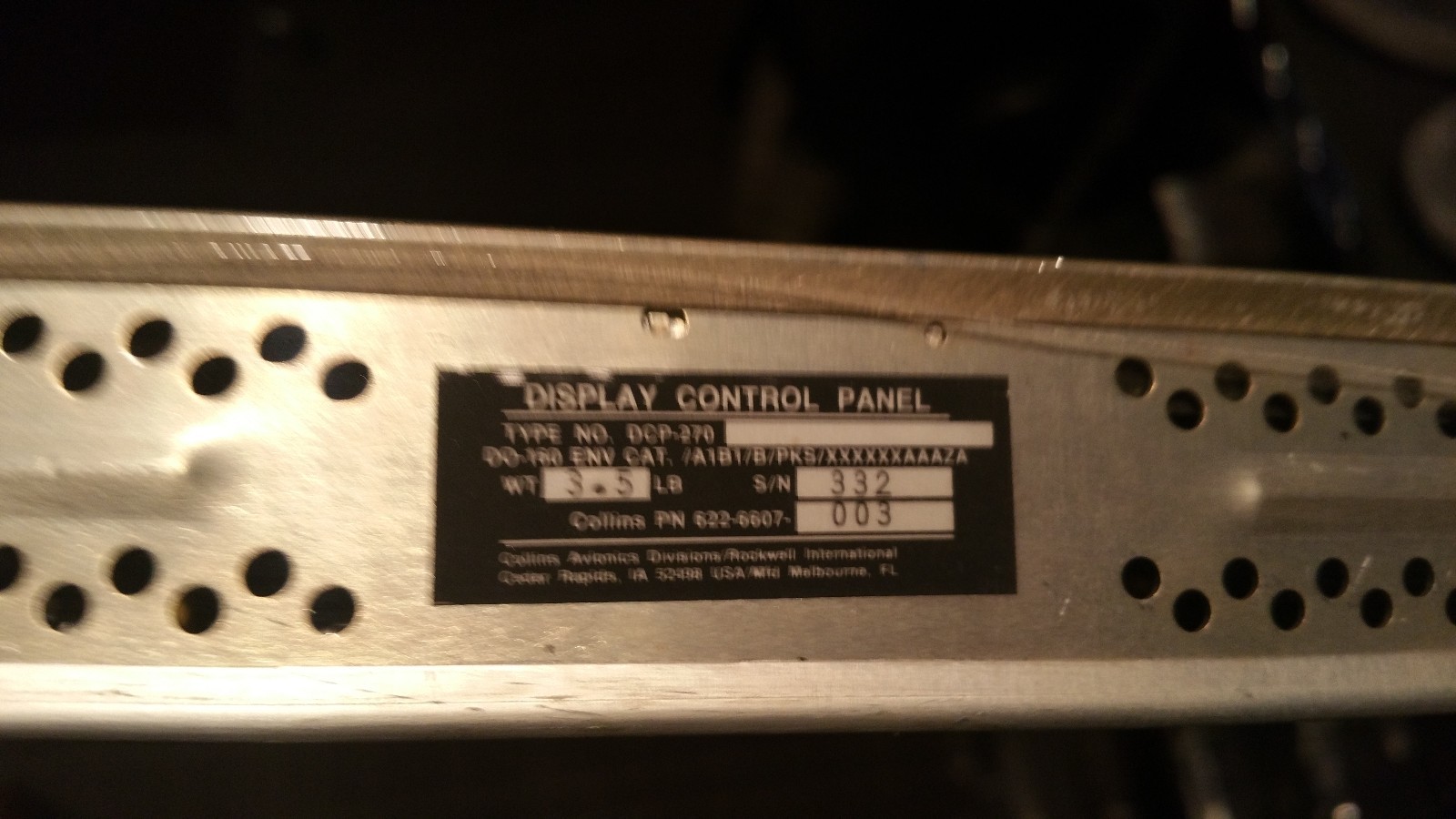 DISPLAY CONTROL PANEL, DCP270, 622-6607-003, fresh 8130 12/14