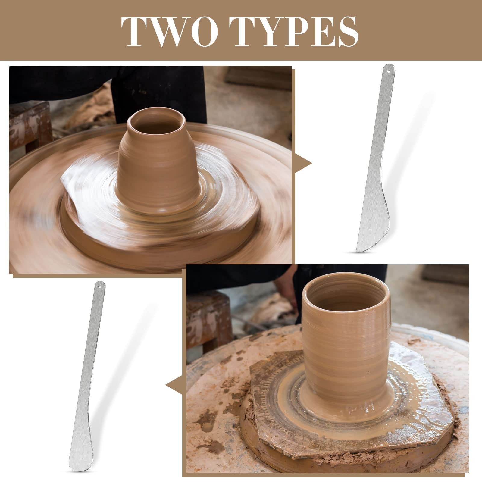Stainless Steel Pottery Tools Clay Tools 2 Pieces Modeling Sculpture Tools Mo...
