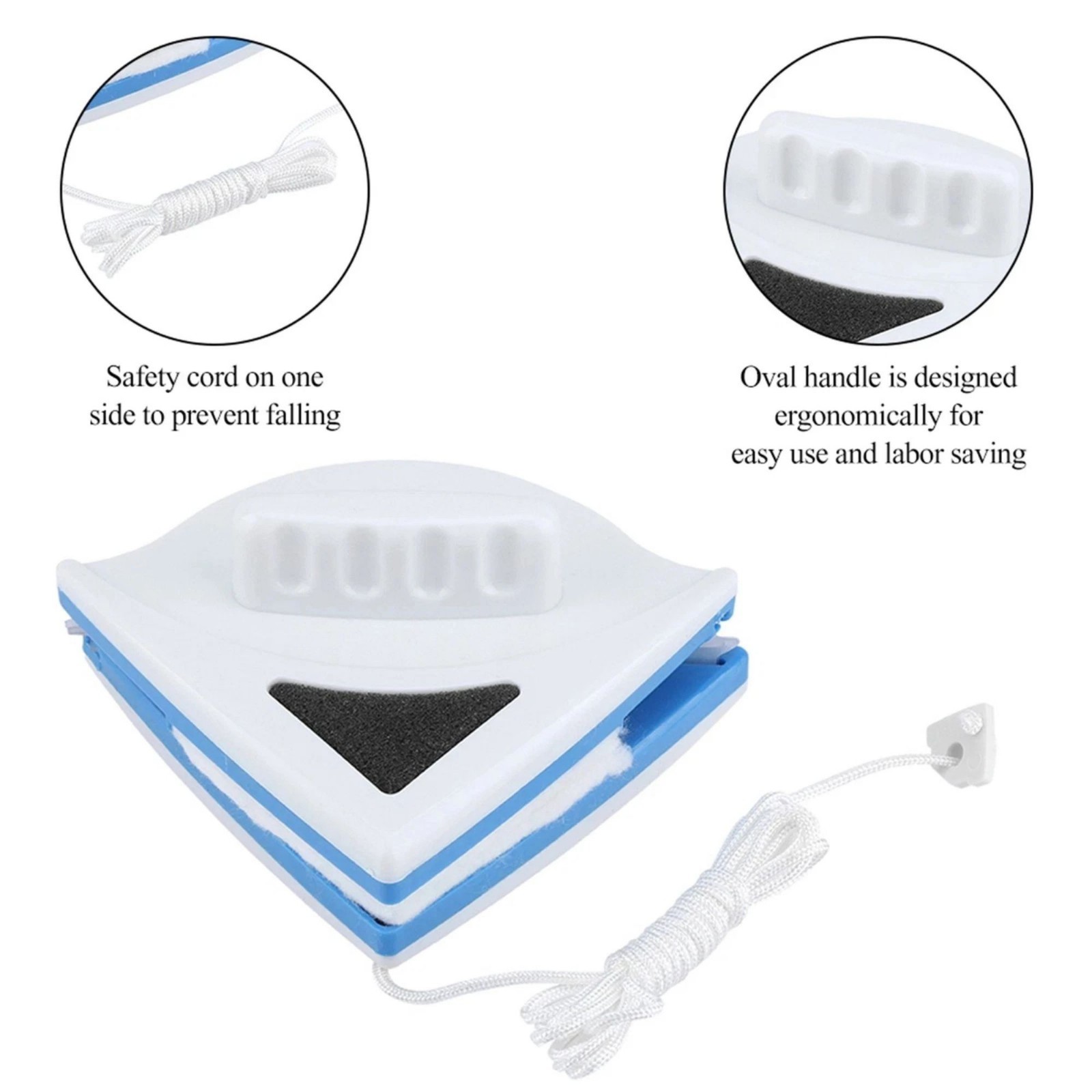 LT Triangle Shape Double Sided Magnetic Window Cleaner Glass Wiper Cleaning Tool