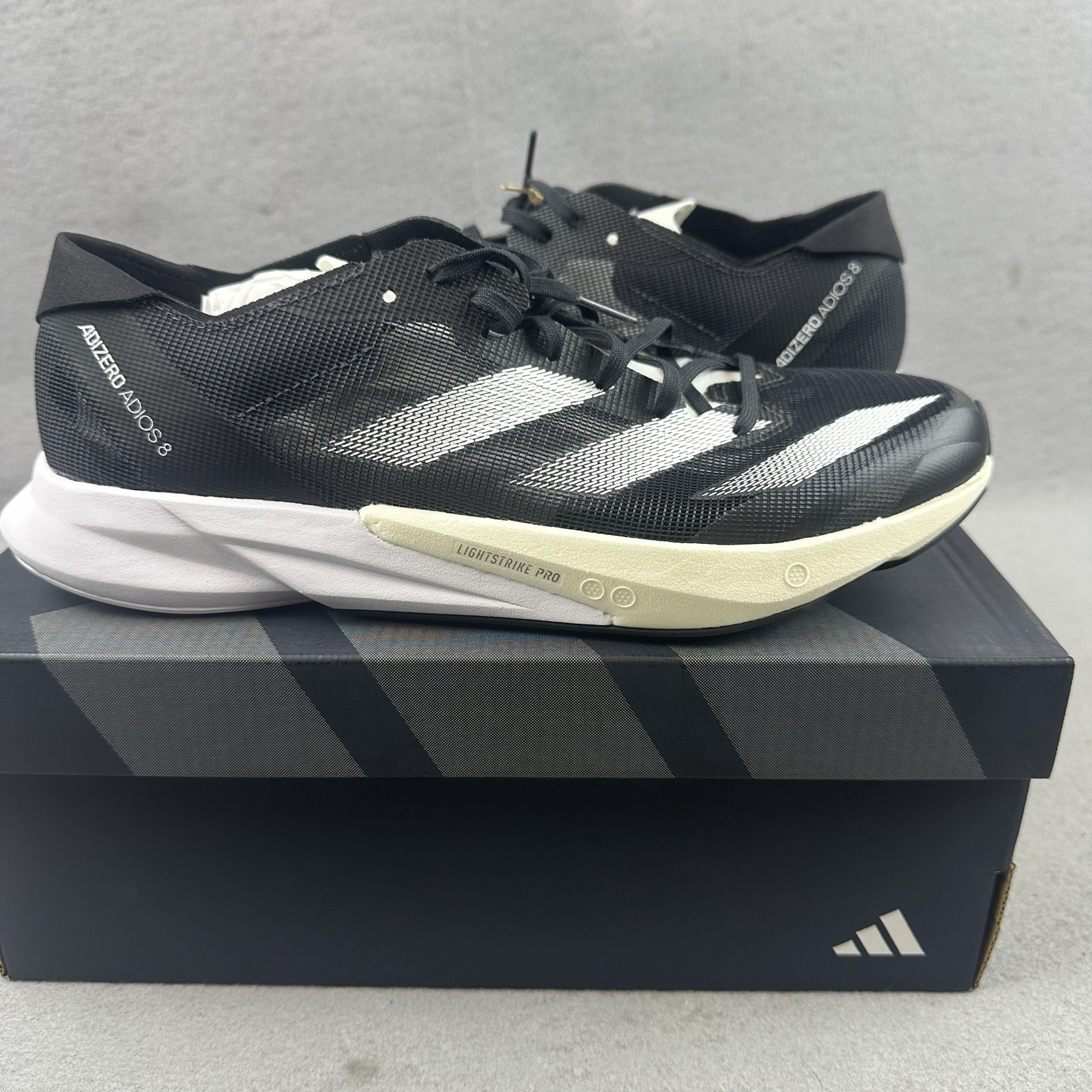 Adidas Adizero Adios 8M Low Running Shoes Black Mens 10.5 ID6902 New In Box