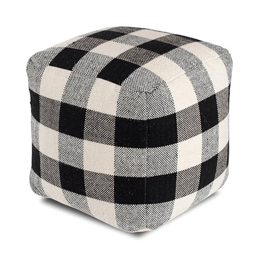 Pouf Ottoman Foot Rest, Handmade Ottoman Pouf, Comfortable Hearthside Check