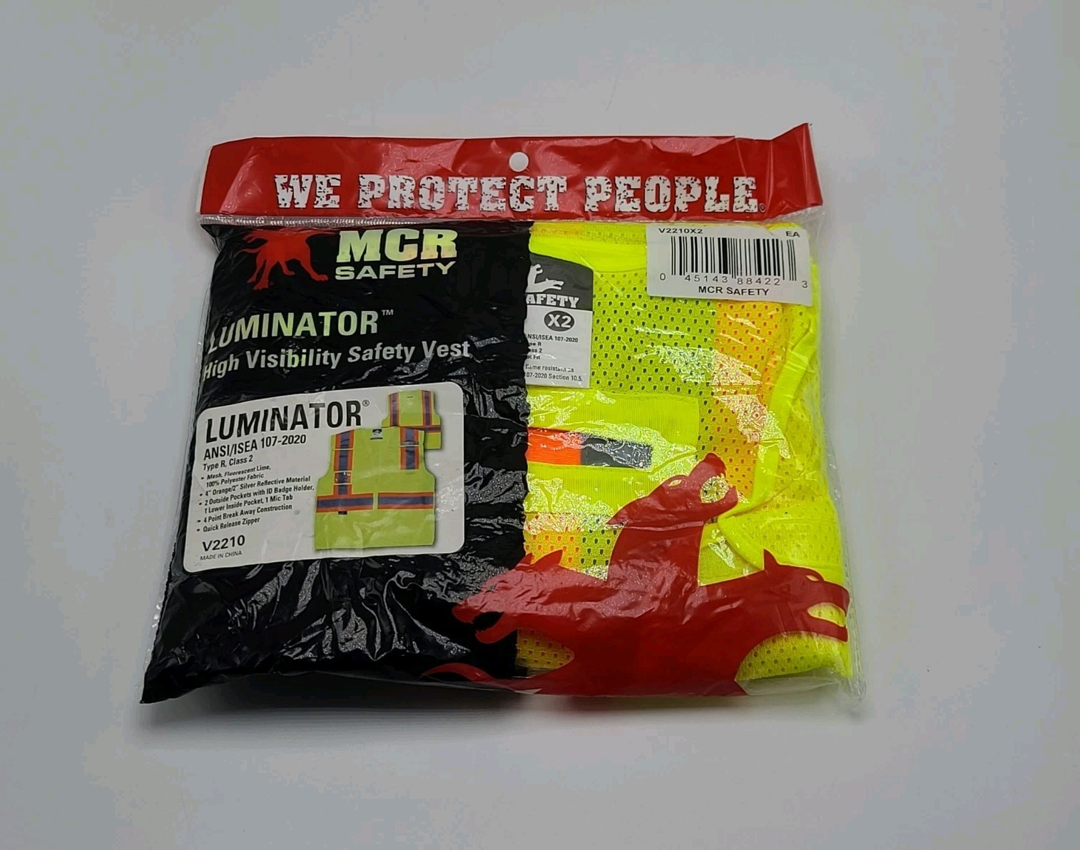 MCR Safety V2210X2 “Luminator” Class 2 Solid Front/Mesh Back Hi-Viz PPE Vest XXL